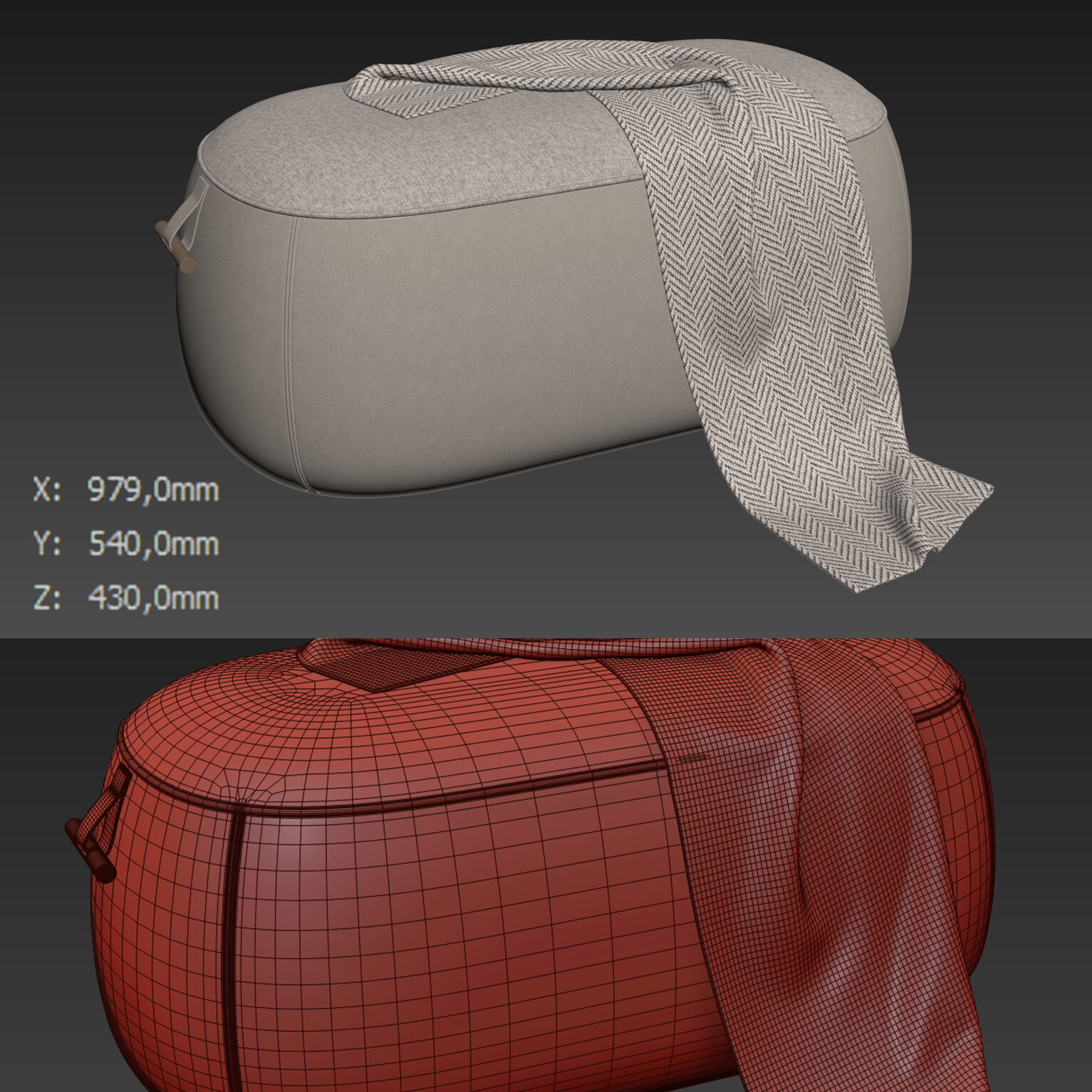 Lagom Ottoman By Porada 3D model_4