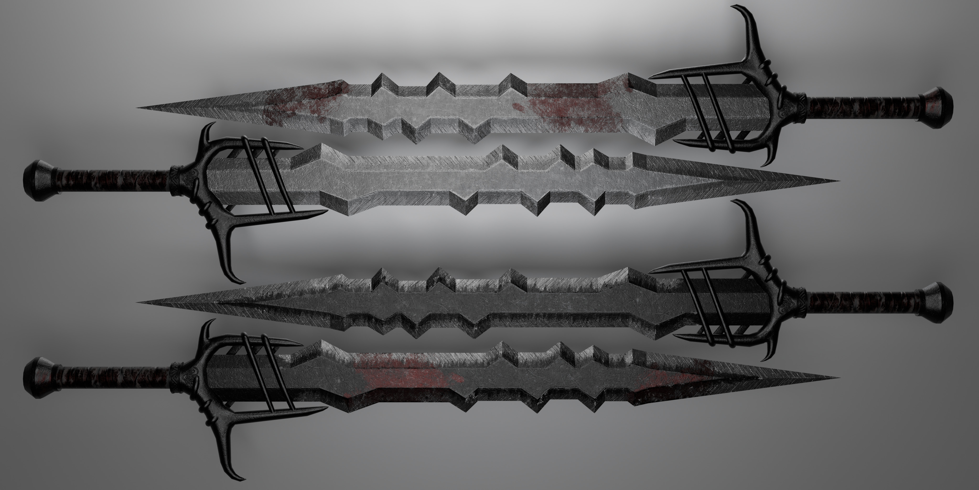 sword with 4 different textures Low-poly 3D model_3