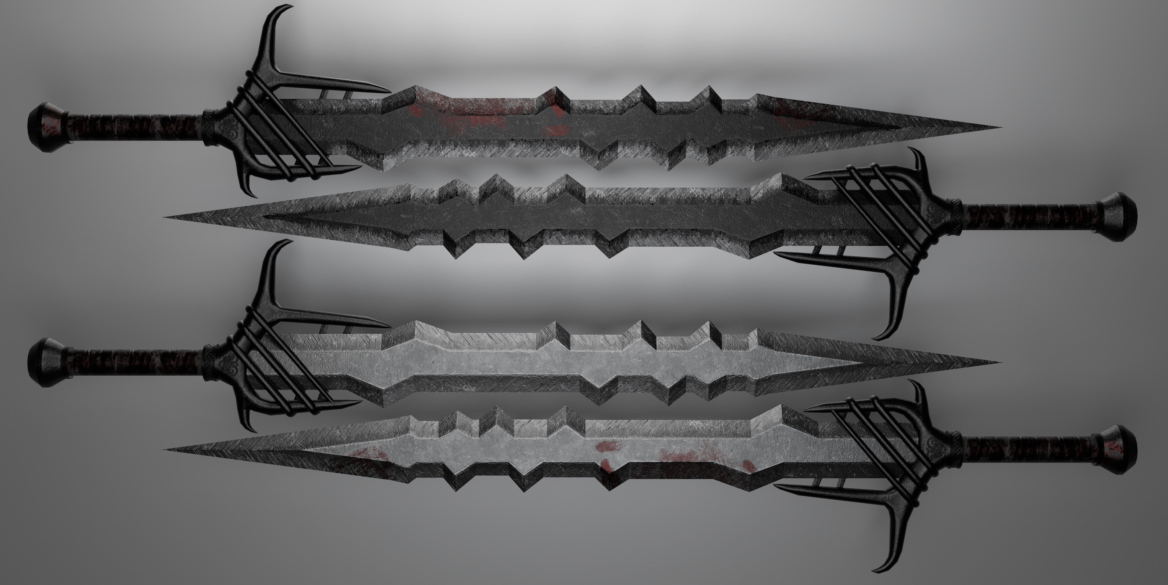 sword with 4 different textures Low-poly 3D model_2