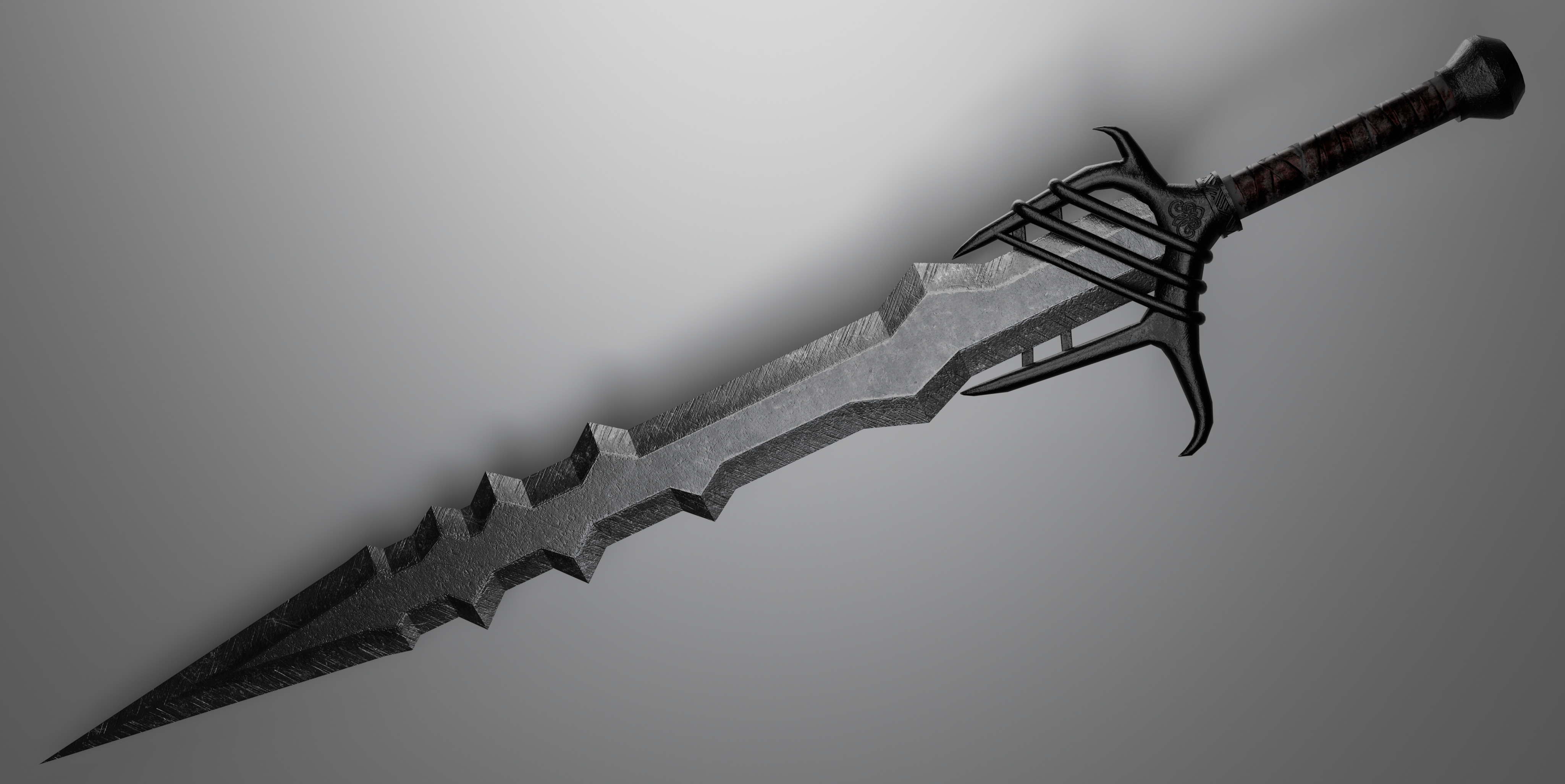sword with 4 different textures Low-poly 3D model_8