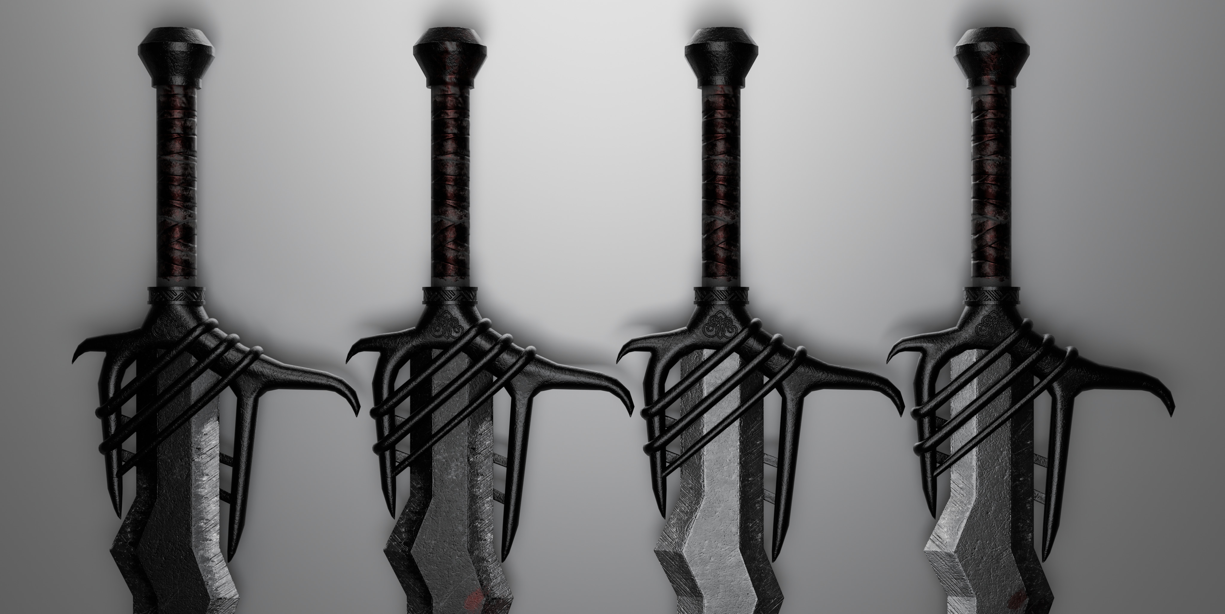 sword with 4 different textures Low-poly 3D model_4