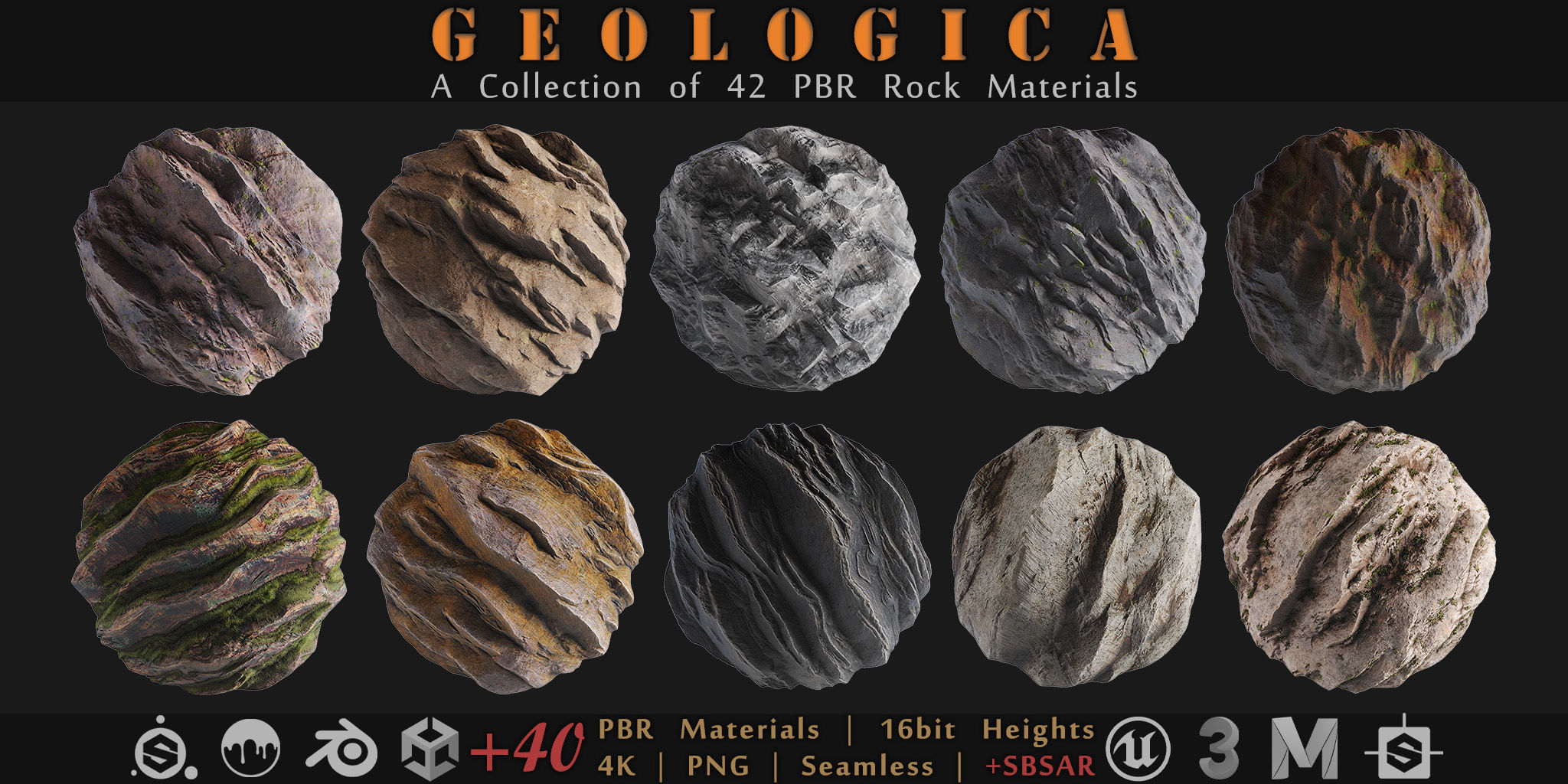 GEOLOGICA - 42 Procedural Rock Materials - SBSAR Files Included Texture_1