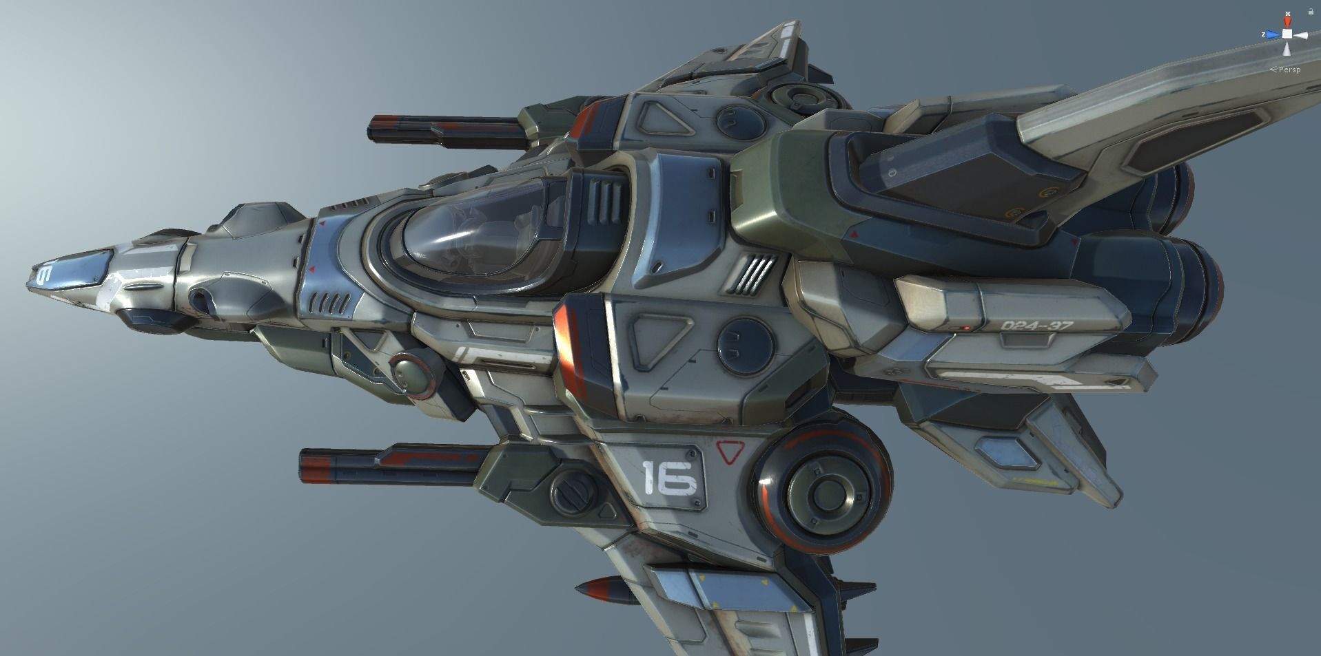 Interceptor Spaceship - game model  Low-poly 3D model_62