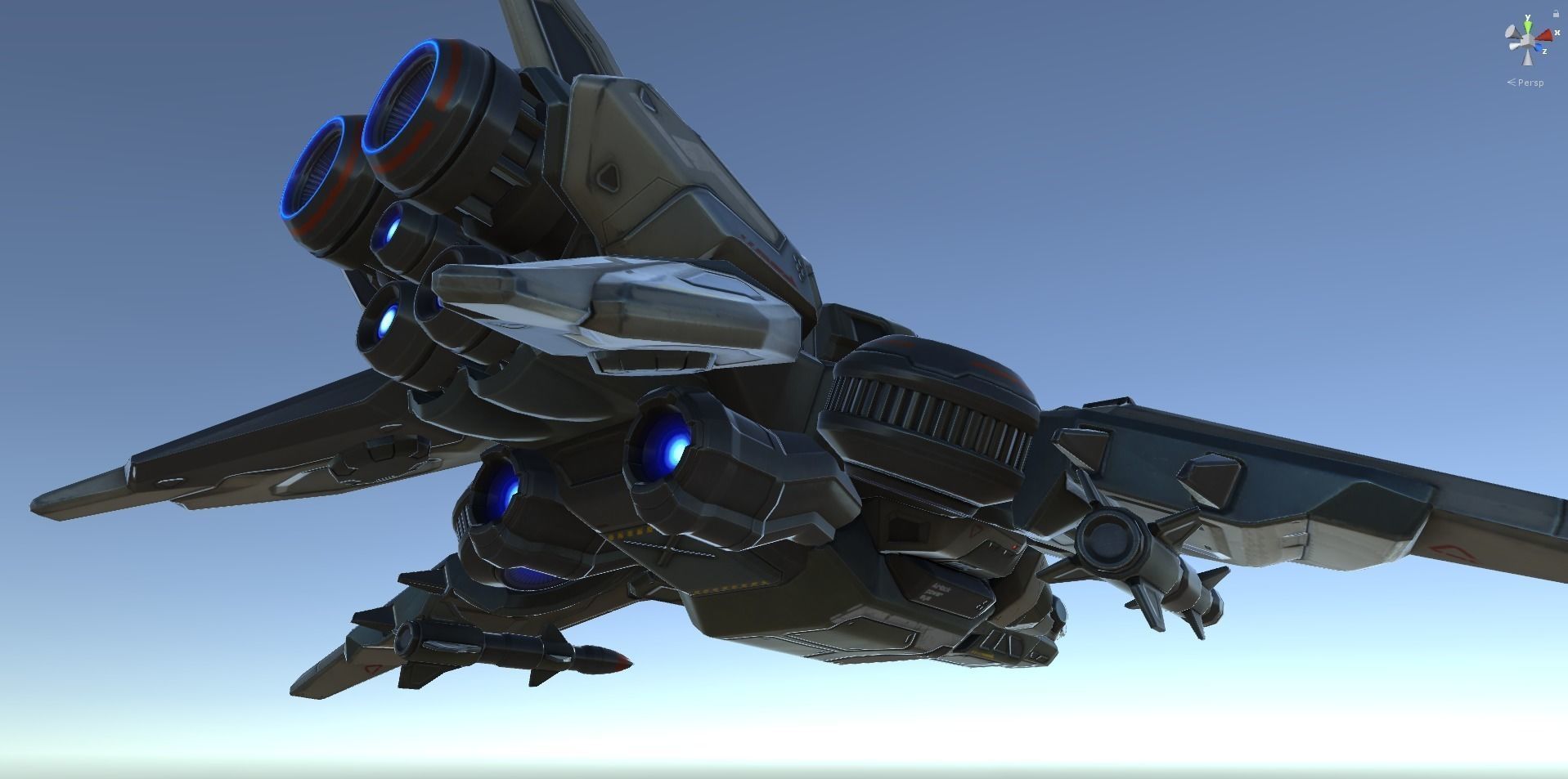 Interceptor Spaceship - game model  Low-poly 3D model_52