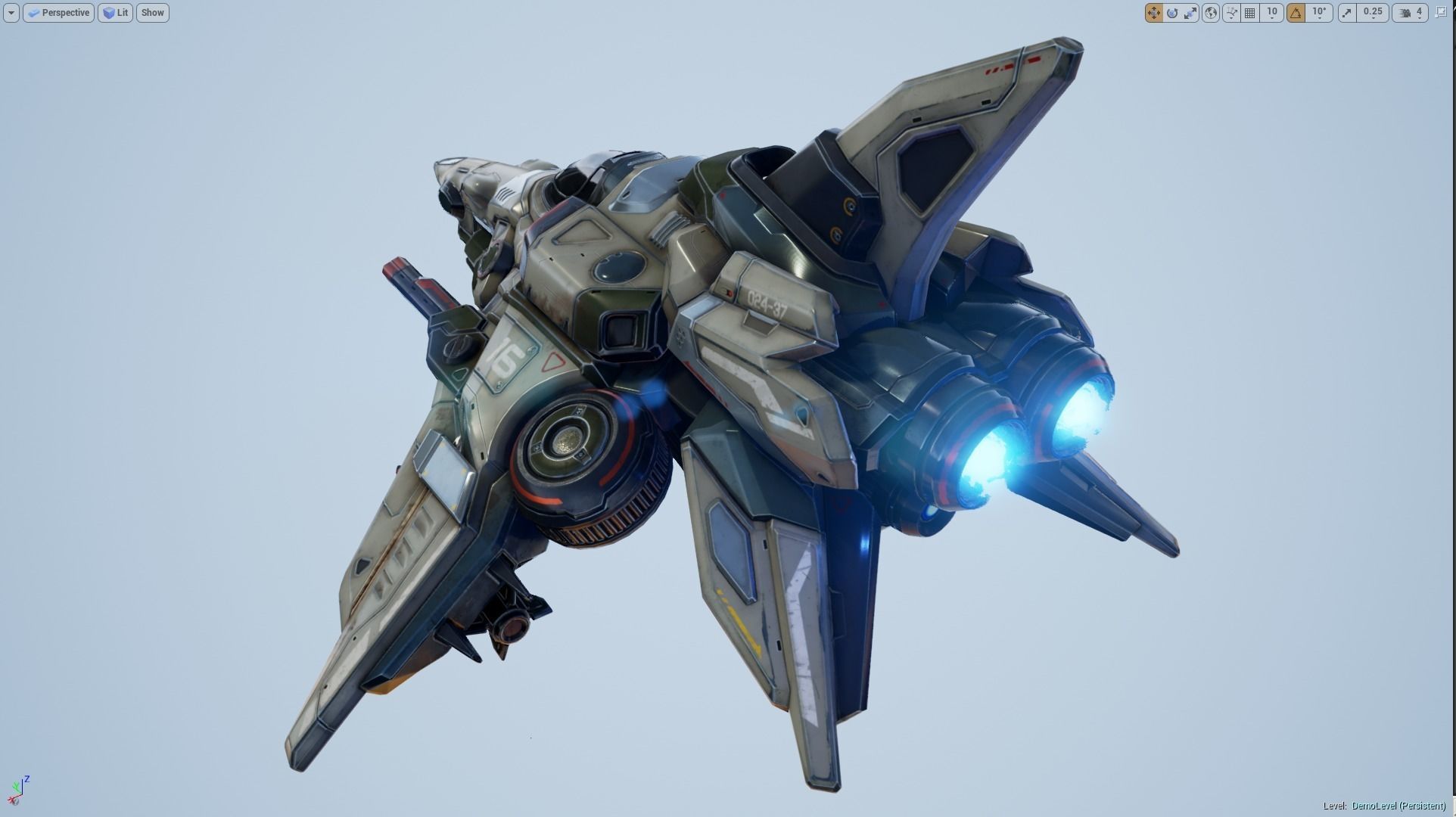 Interceptor Spaceship - game model  Low-poly 3D model_16