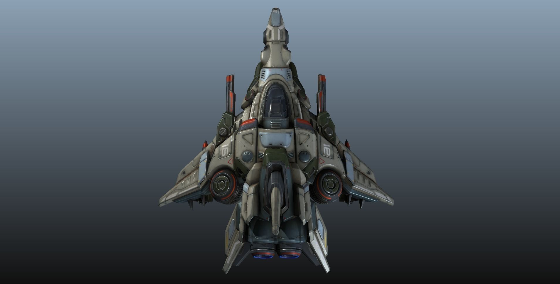 Interceptor Spaceship - game model  Low-poly 3D model_31