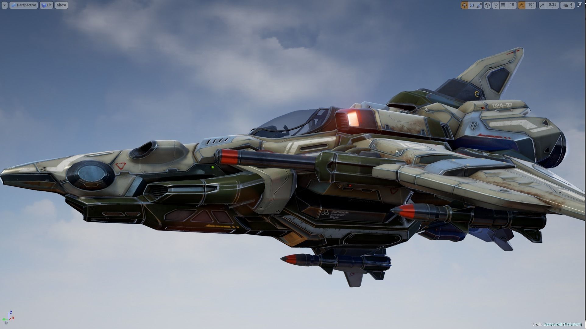 Interceptor Spaceship - game model  Low-poly 3D model_23