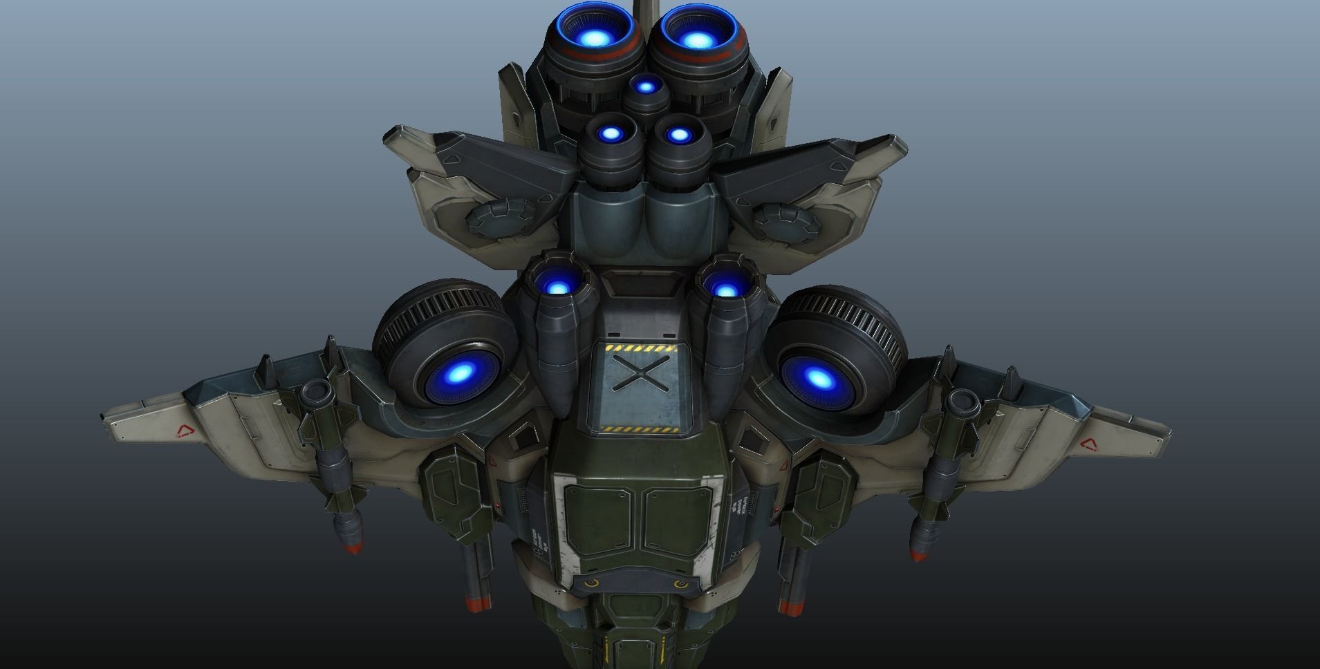 Interceptor Spaceship - game model  Low-poly 3D model_42