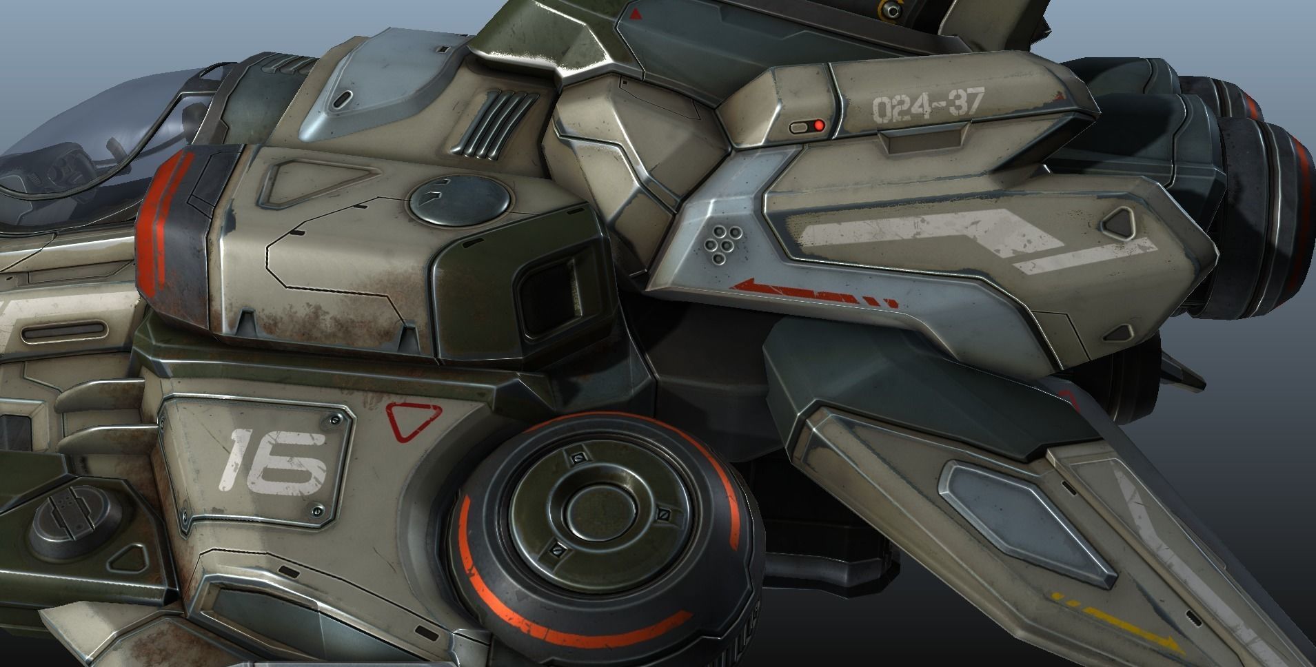 Interceptor Spaceship - game model  Low-poly 3D model_39