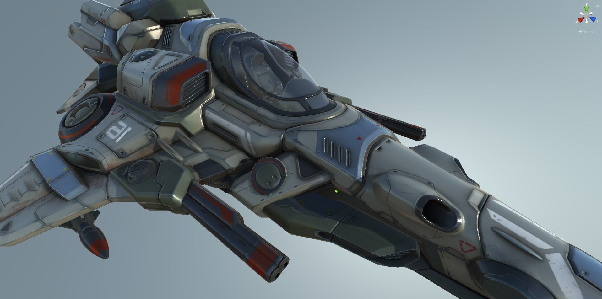 Interceptor Spaceship - game model  Low-poly 3D model_61