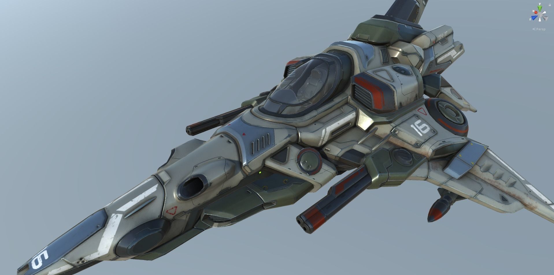 Interceptor Spaceship - game model  Low-poly 3D model_56