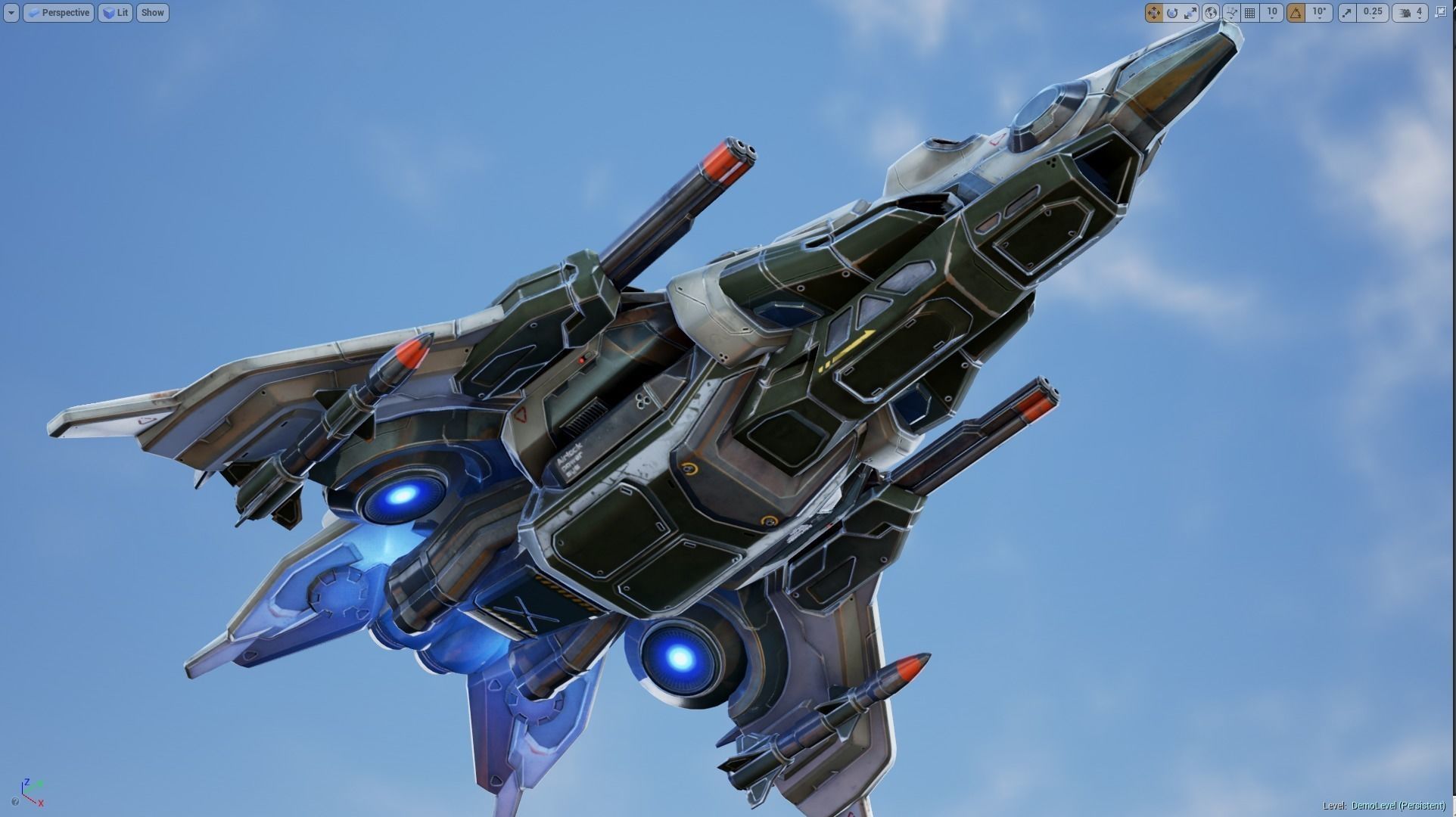 Interceptor Spaceship - game model  Low-poly 3D model_22