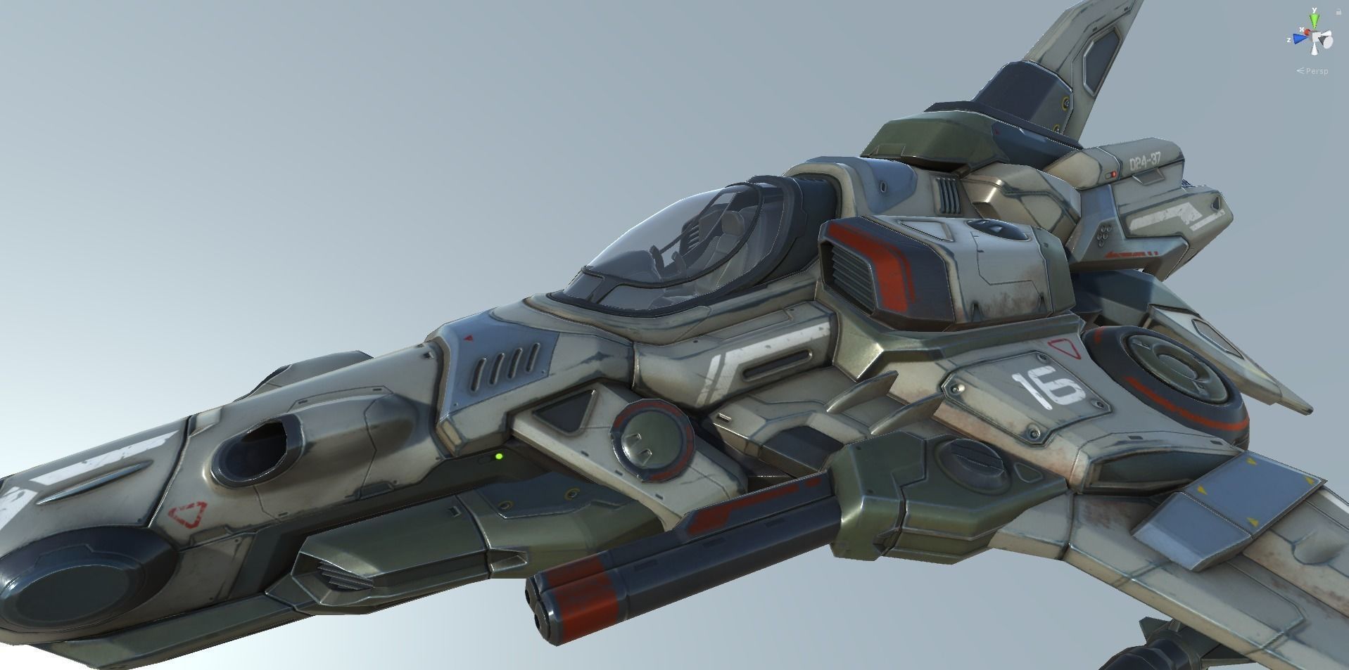 Interceptor Spaceship - game model  Low-poly 3D model_58