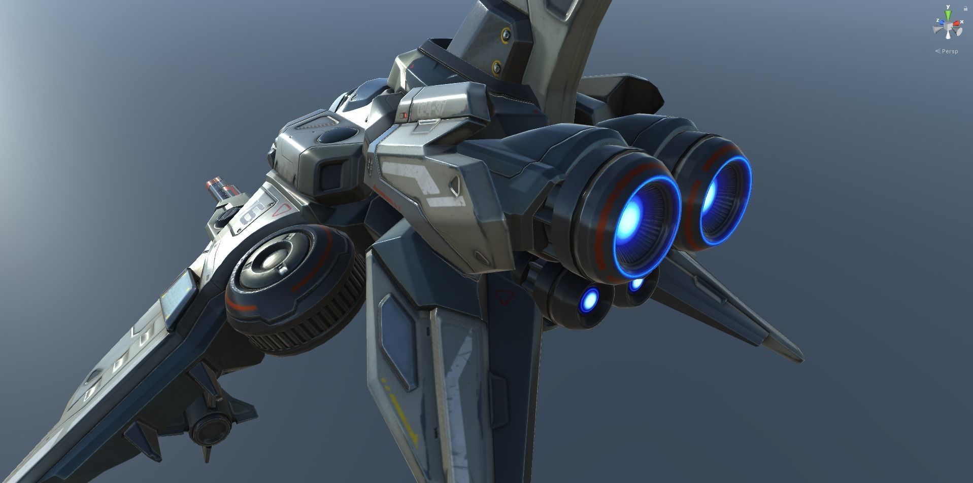 Interceptor Spaceship - game model  Low-poly 3D model_60