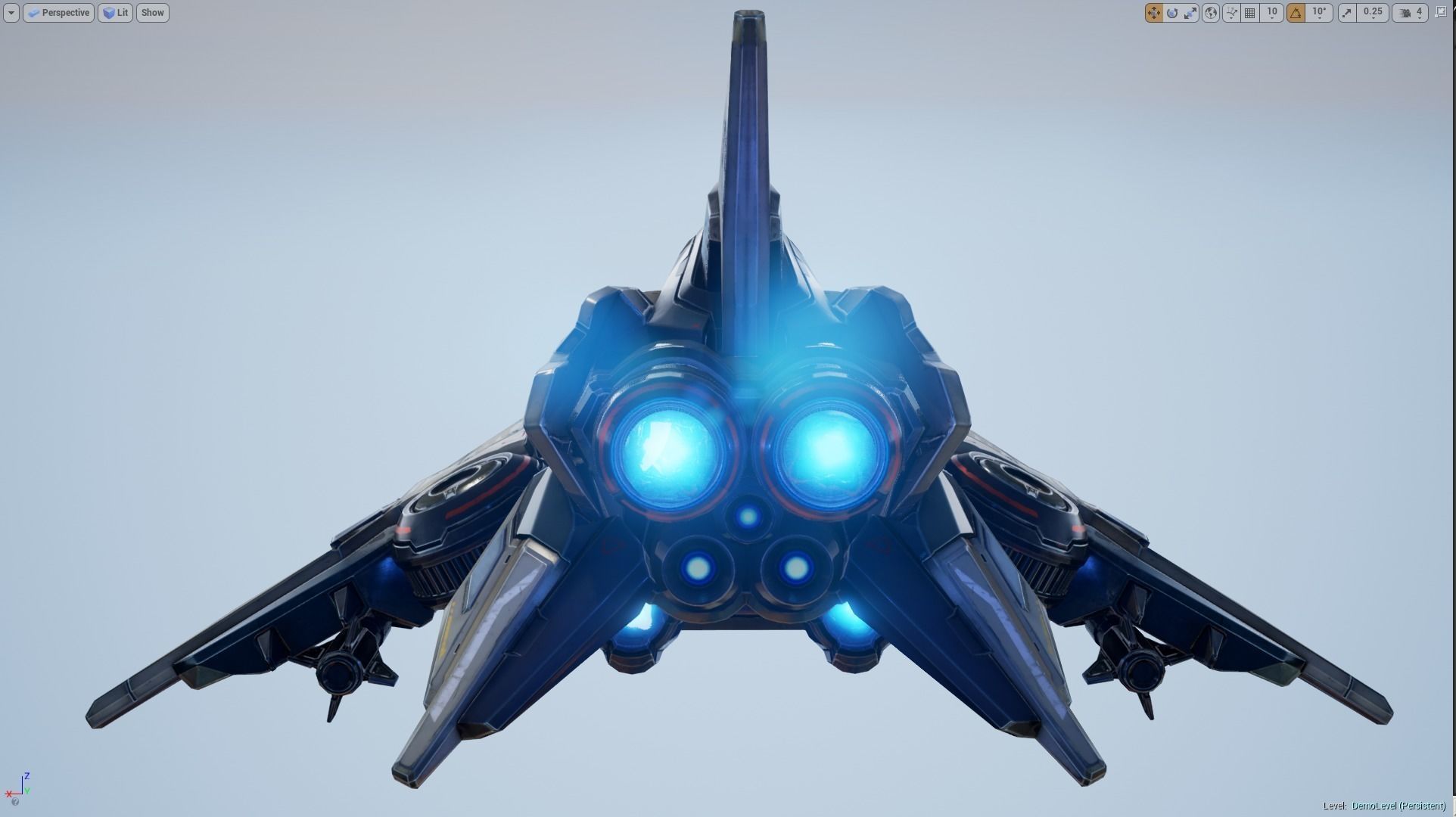 Interceptor Spaceship - game model  Low-poly 3D model_17