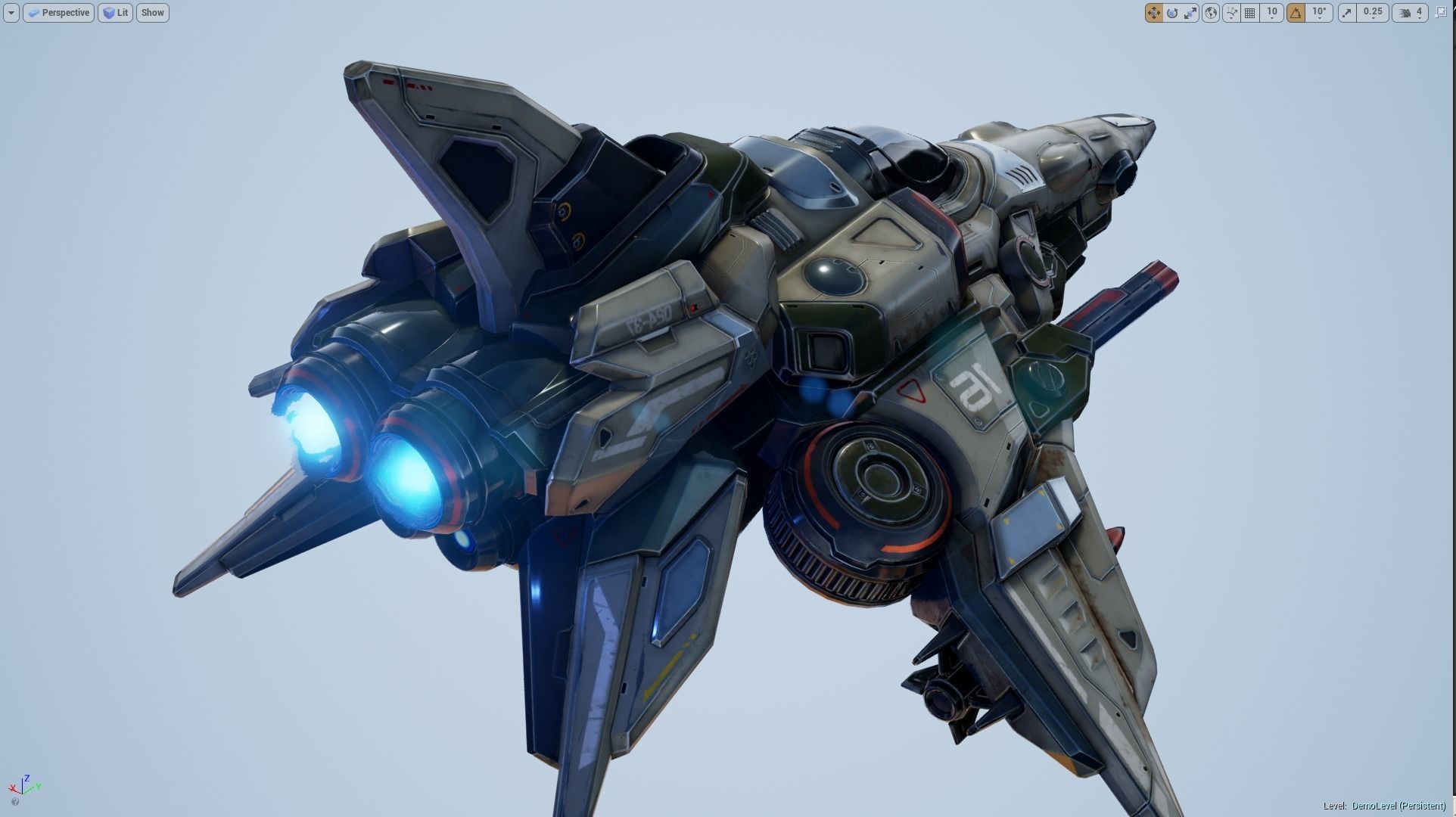 Interceptor Spaceship - game model  Low-poly 3D model_14