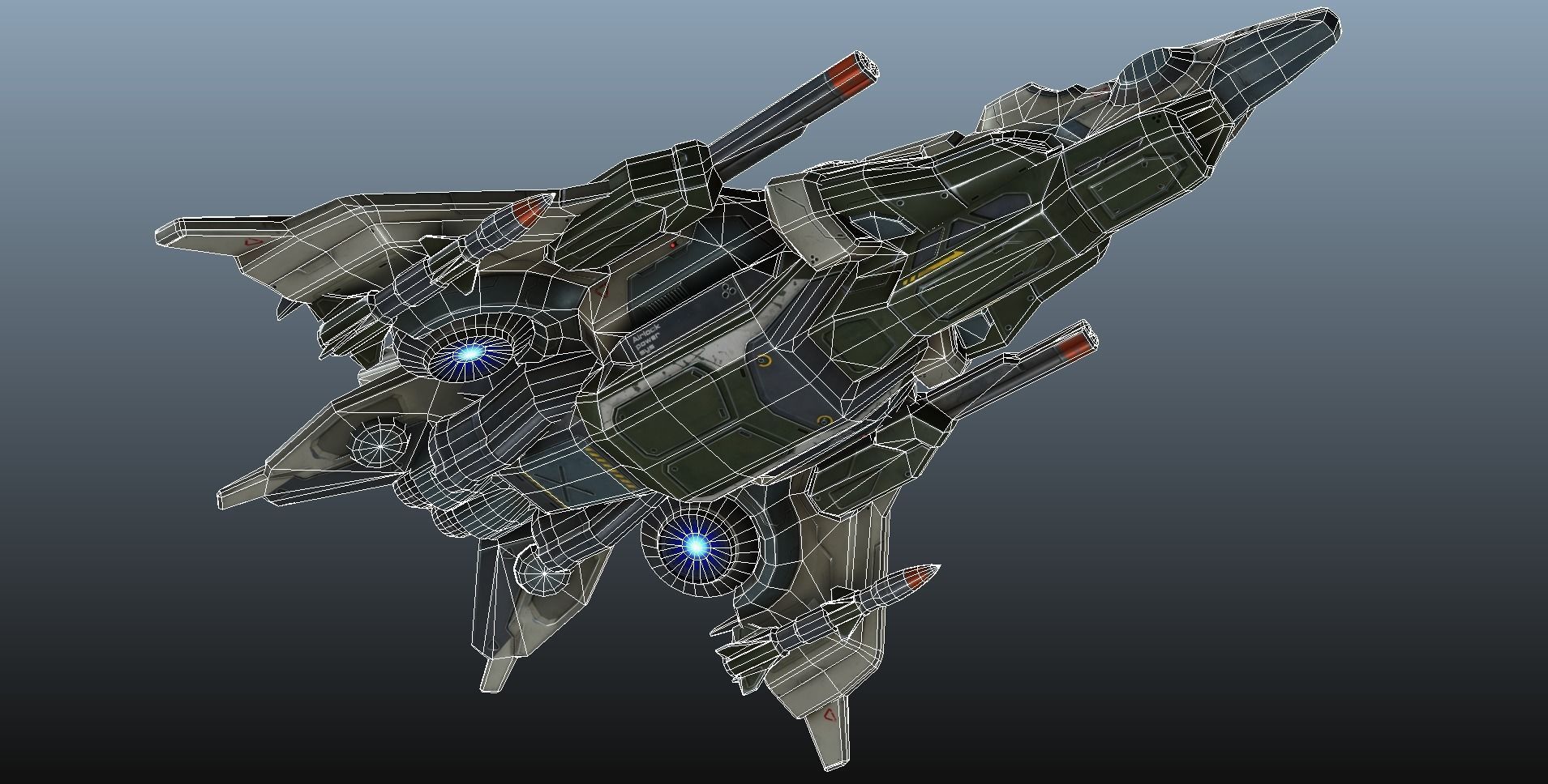 Interceptor Spaceship - game model  Low-poly 3D model_48