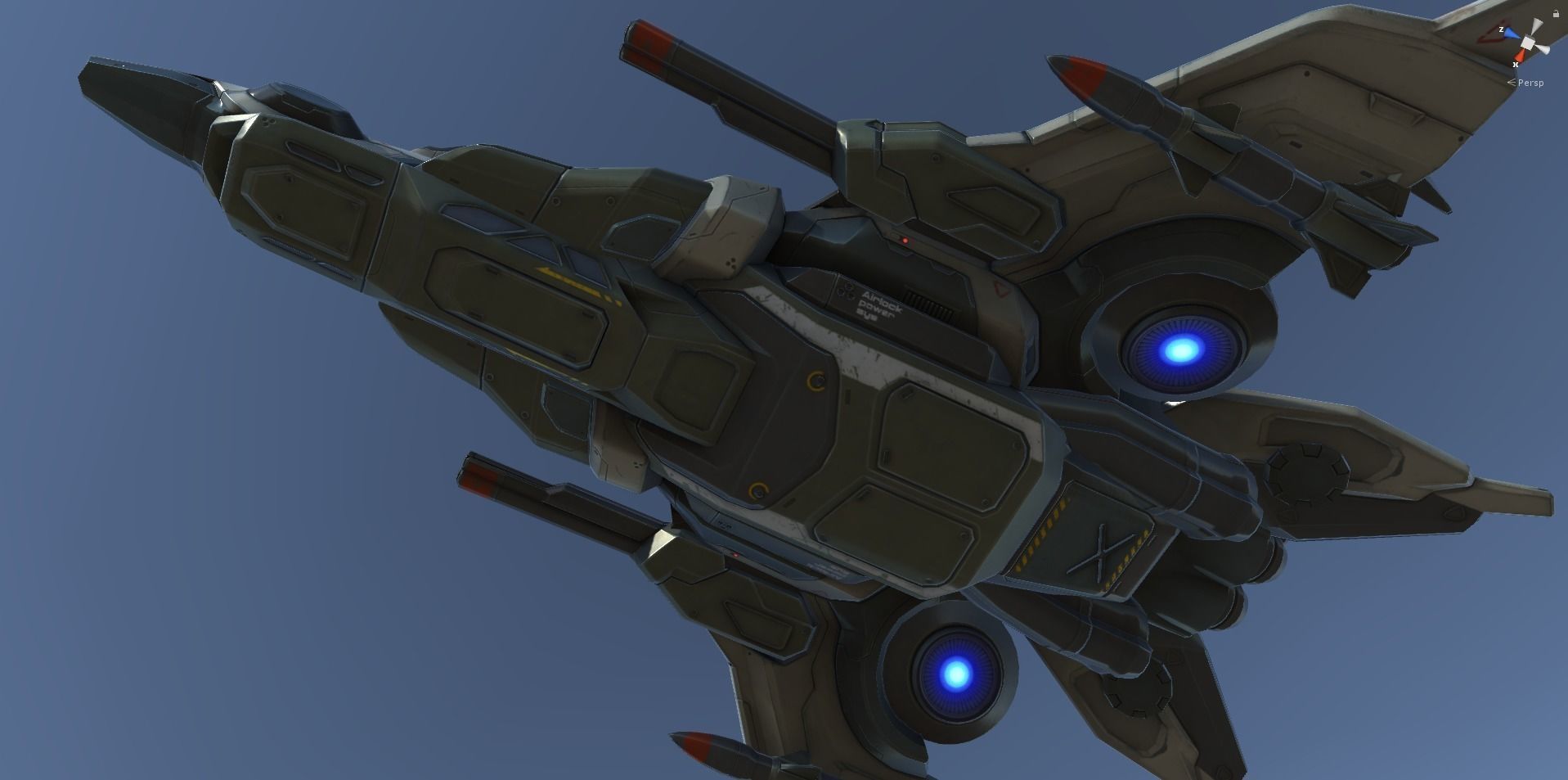 Interceptor Spaceship - game model  Low-poly 3D model_55