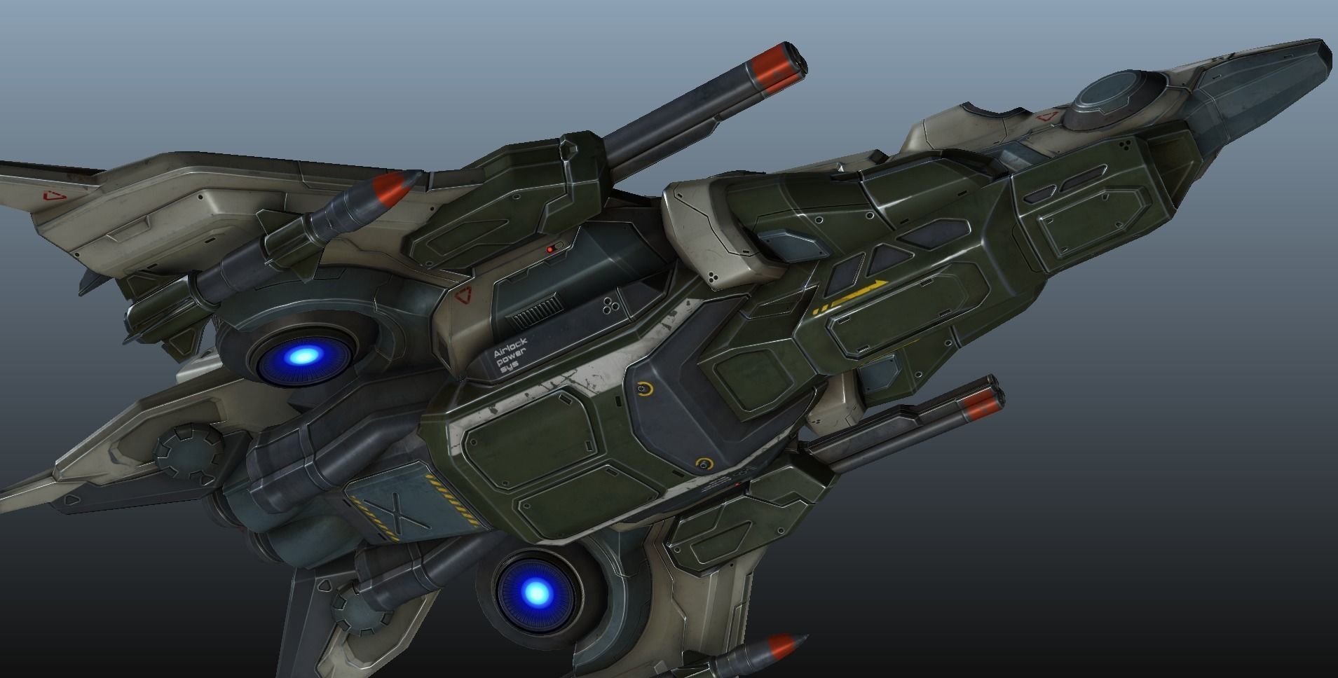 Interceptor Spaceship - game model  Low-poly 3D model_46