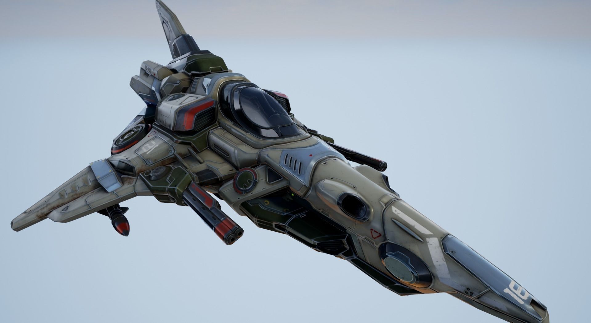 Interceptor Spaceship - game model  Low-poly 3D model_6