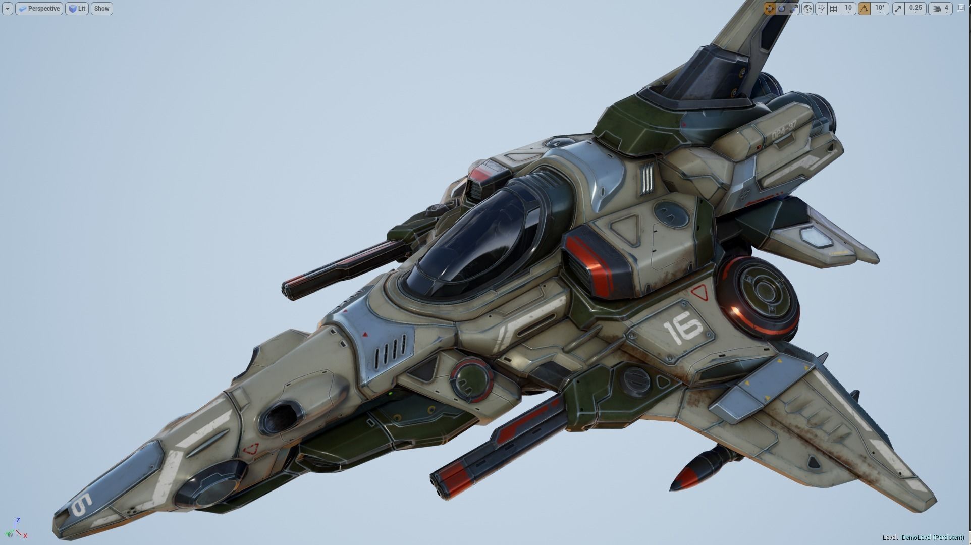 Interceptor Spaceship - game model  Low-poly 3D model_9