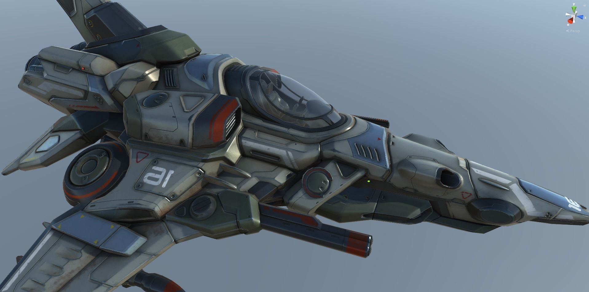 Interceptor Spaceship - game model  Low-poly 3D model_51