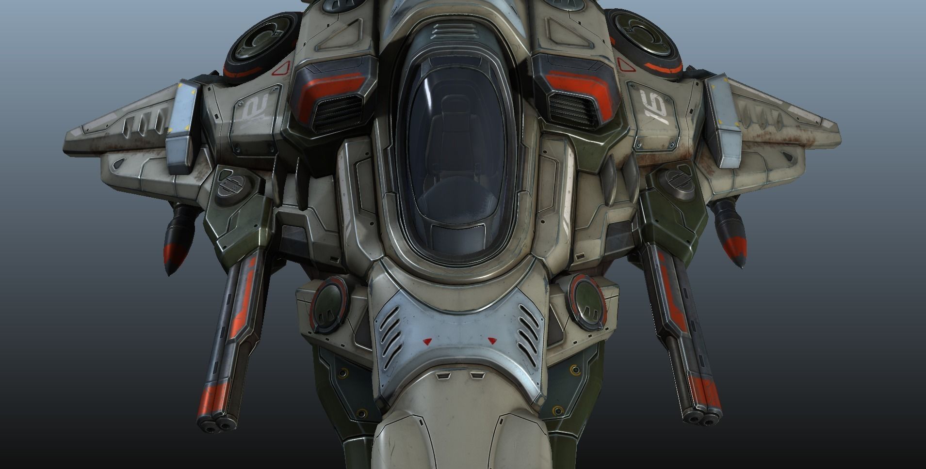 Interceptor Spaceship - game model  Low-poly 3D model_44