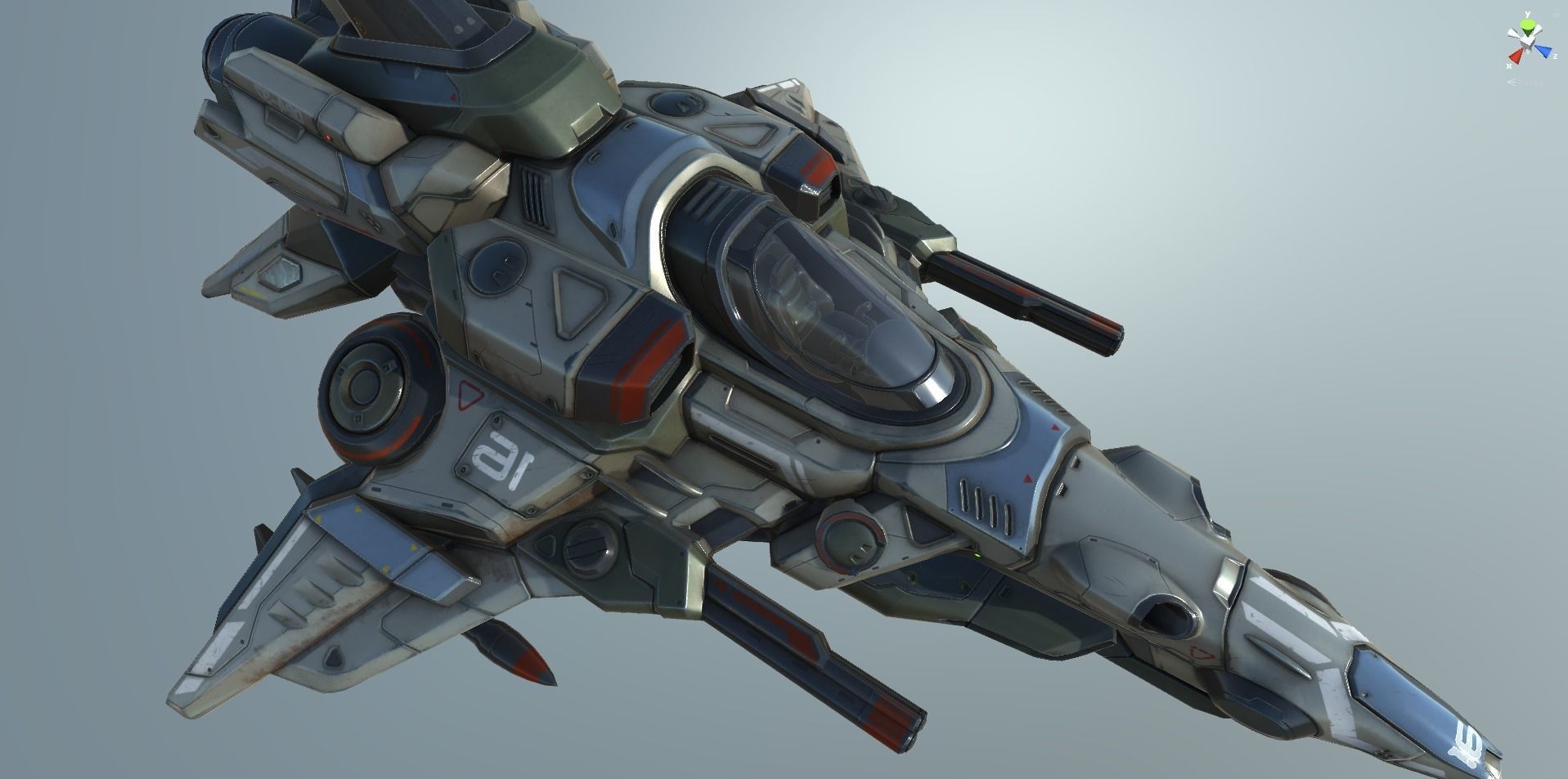 Interceptor Spaceship - game model  Low-poly 3D model_63