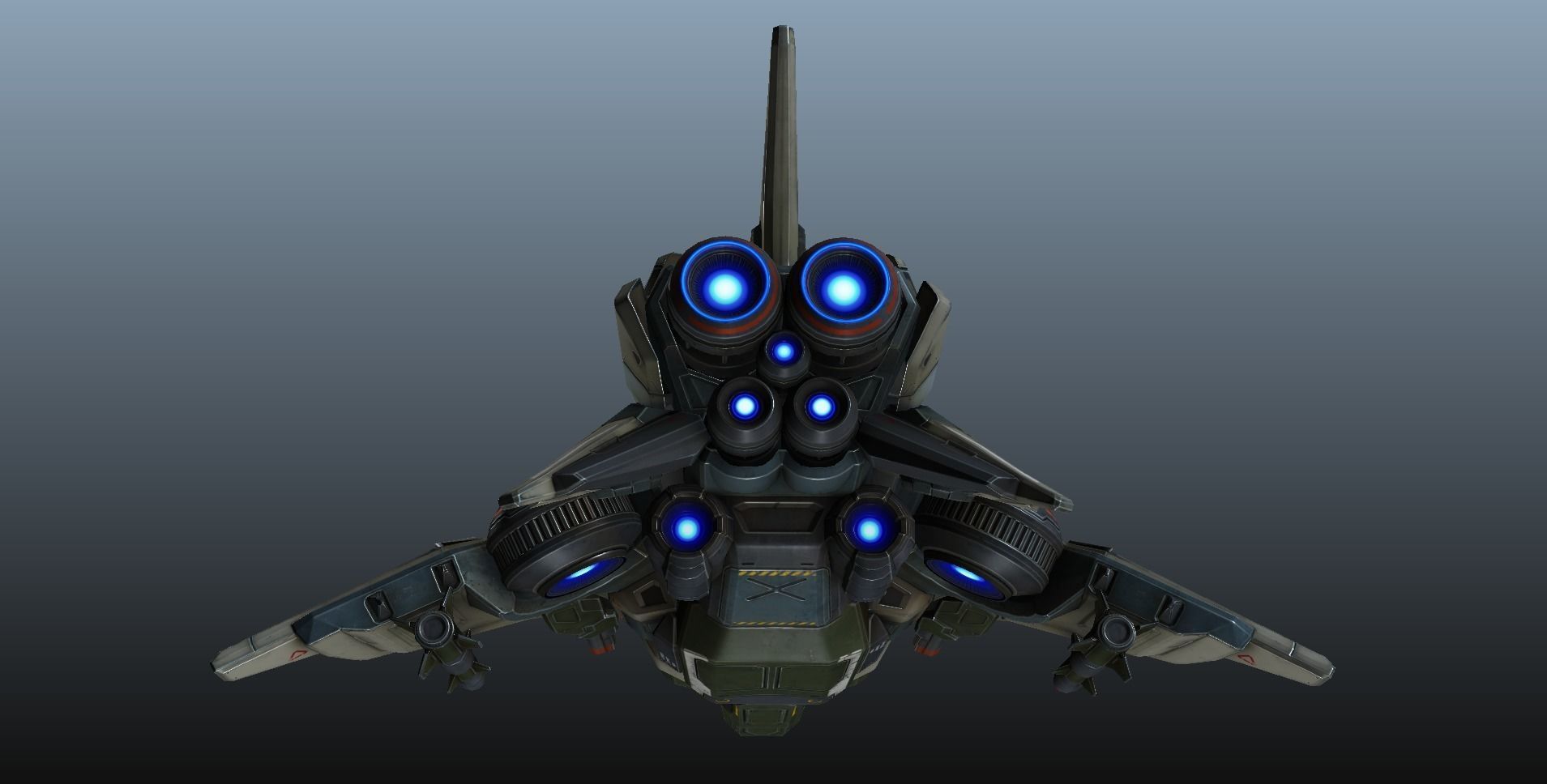Interceptor Spaceship - game model  Low-poly 3D model_37
