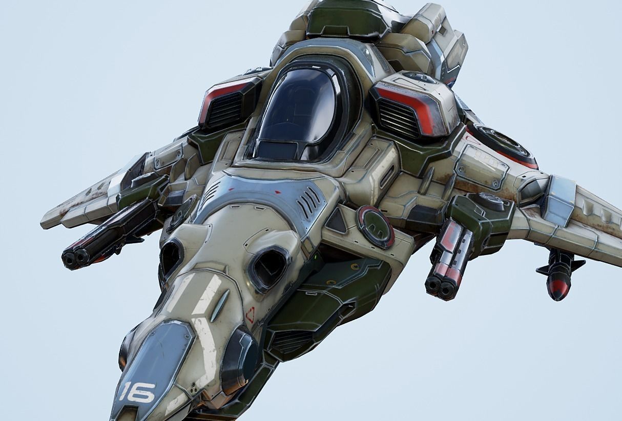 Interceptor Spaceship - game model  Low-poly 3D model_2