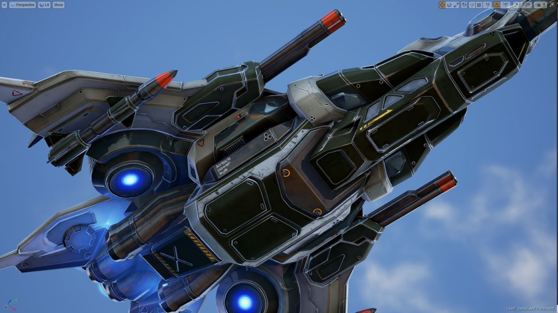 Interceptor Spaceship - game model  Low-poly 3D model_21