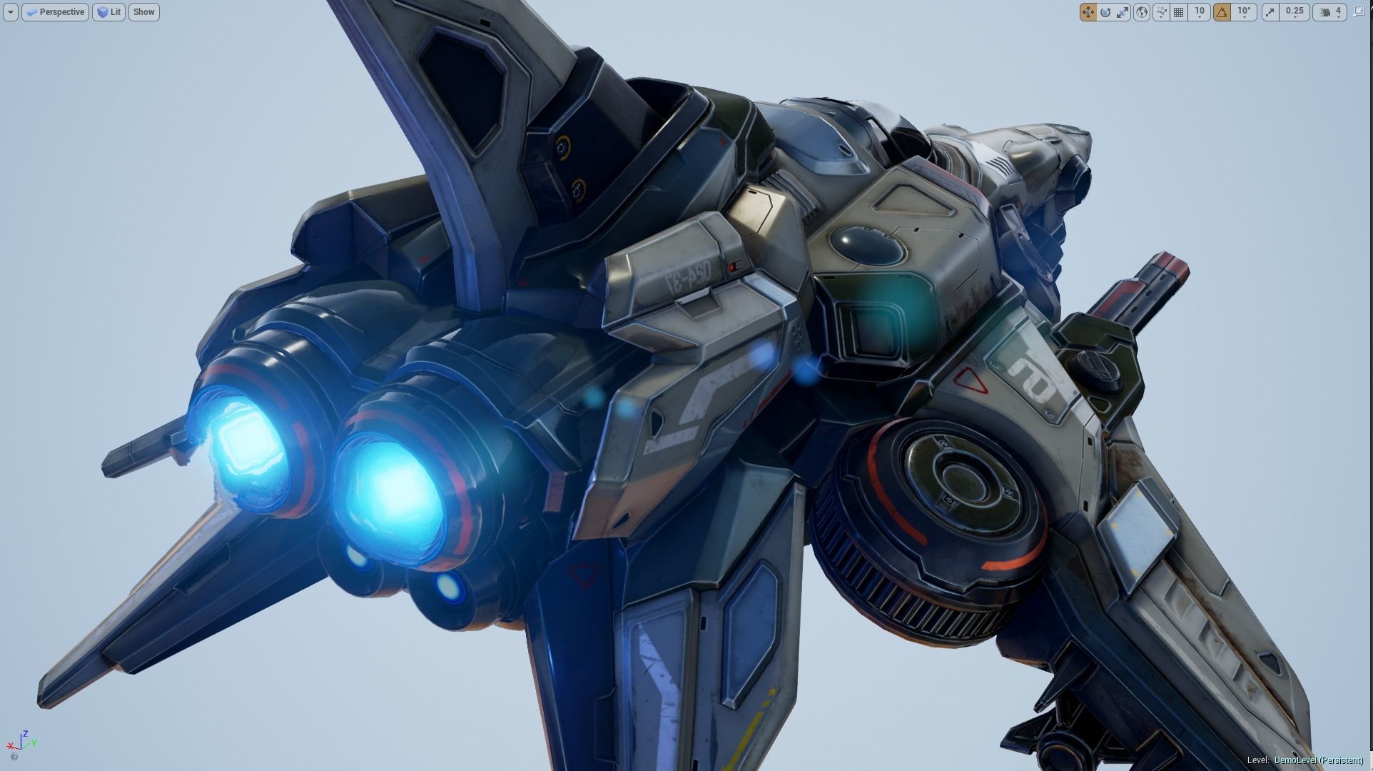 Interceptor Spaceship - game model  Low-poly 3D model_15