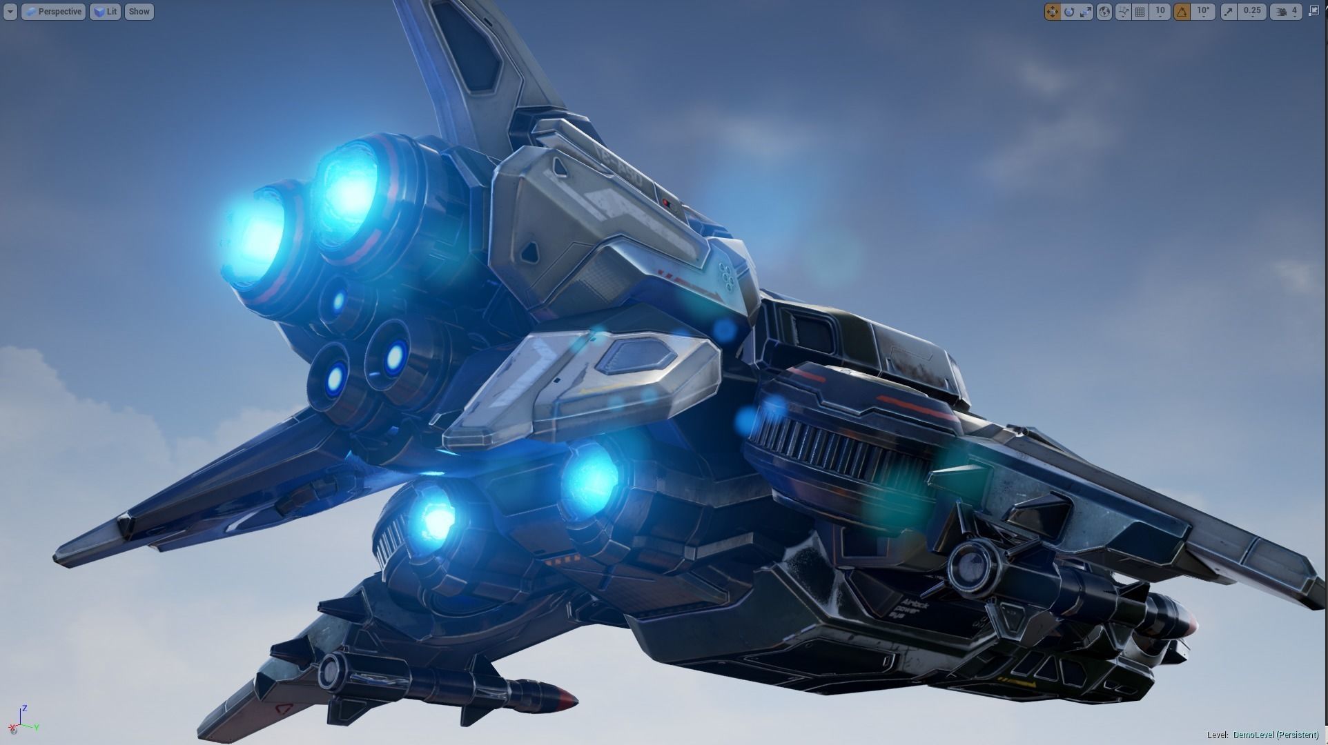 Interceptor Spaceship - game model  Low-poly 3D model_18