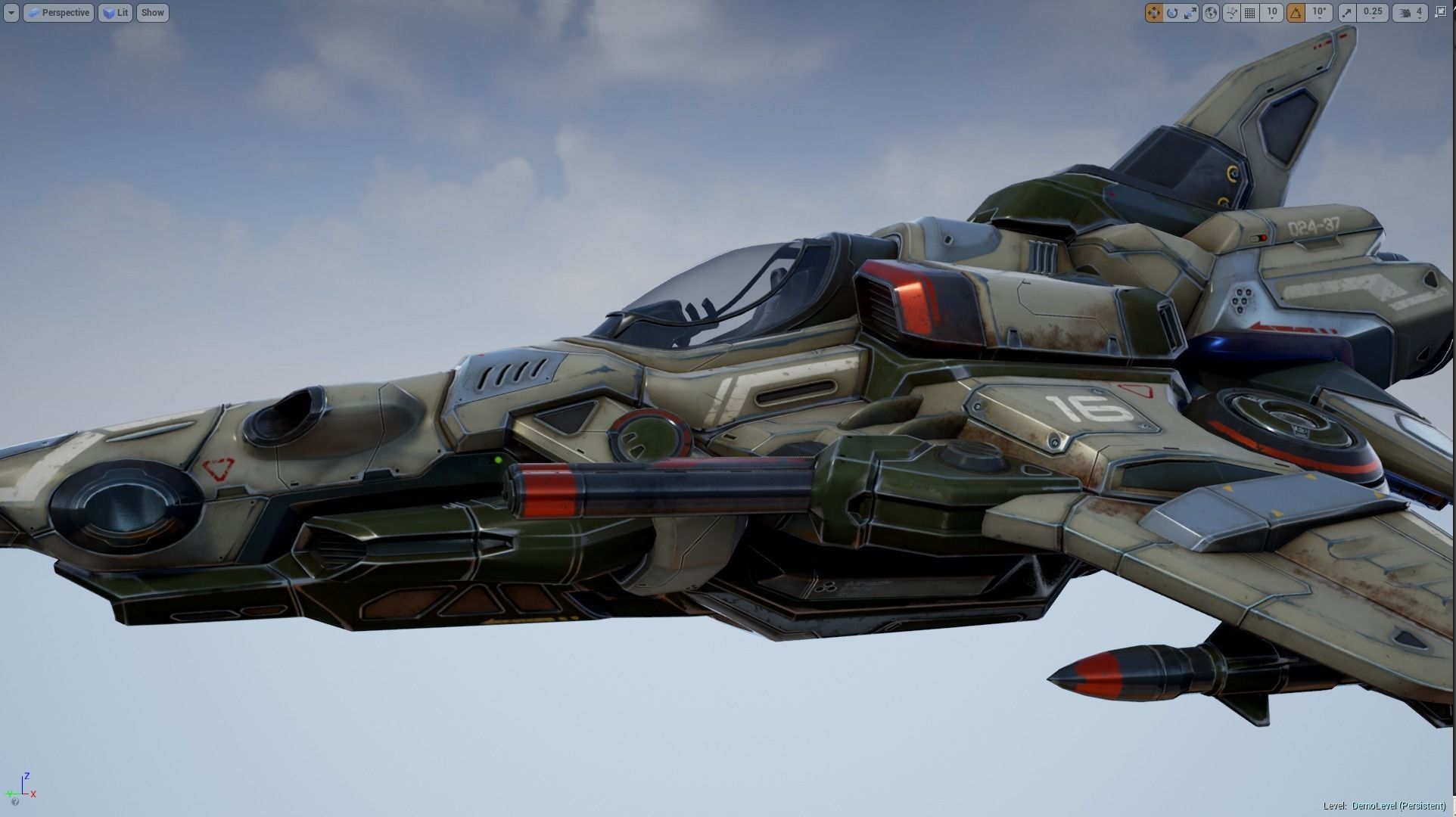 Interceptor Spaceship - game model  Low-poly 3D model_27