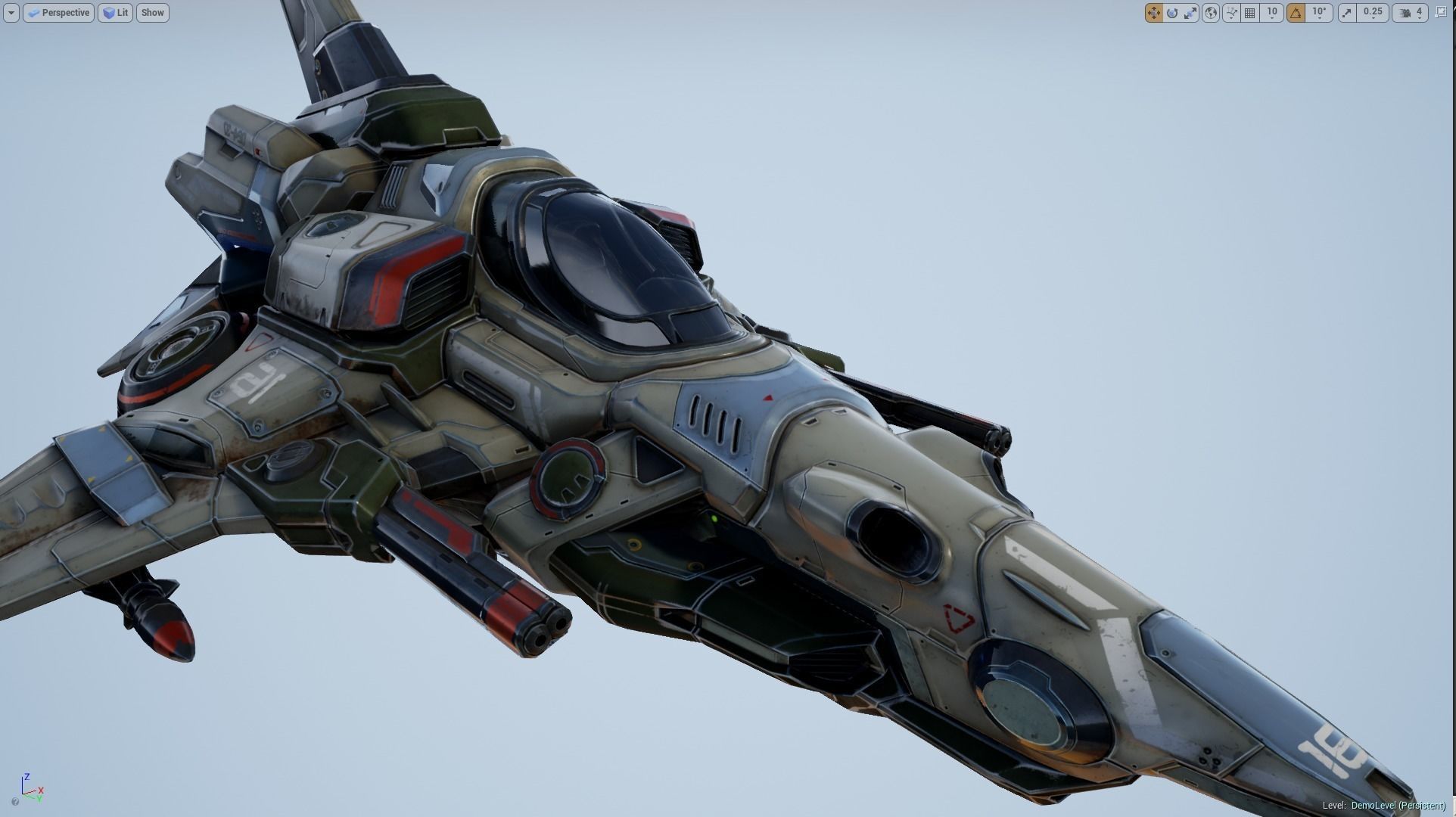 Interceptor Spaceship - game model  Low-poly 3D model_5