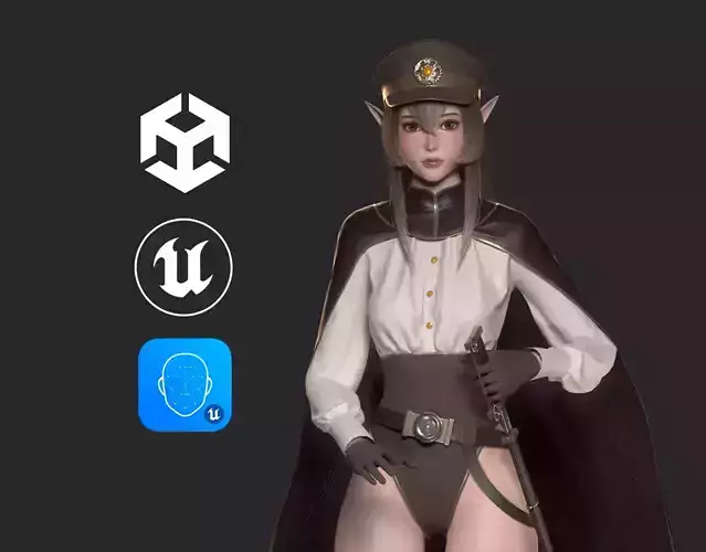Lyanna - Steampunk Commander Elf Girl - Game Ready