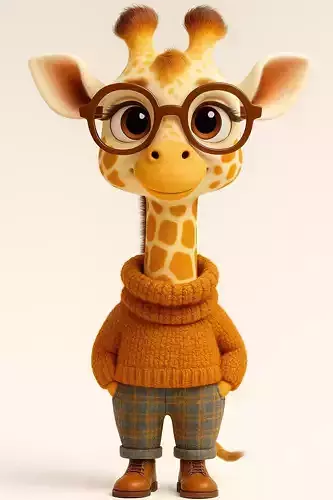 Charming Cartoon Giraffe 3D print model