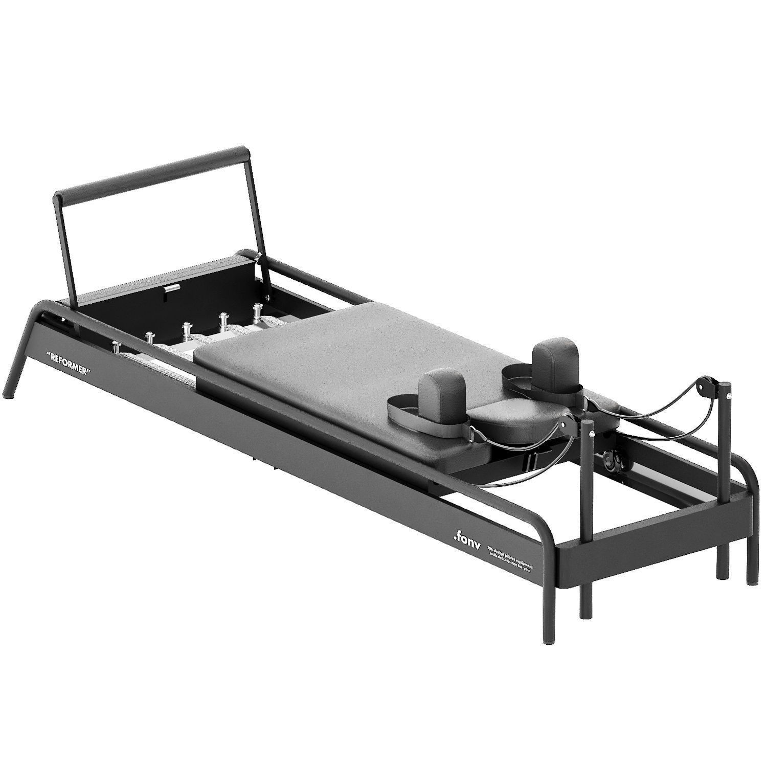pilates exercise machine fonv reformer professional black 3D model_4