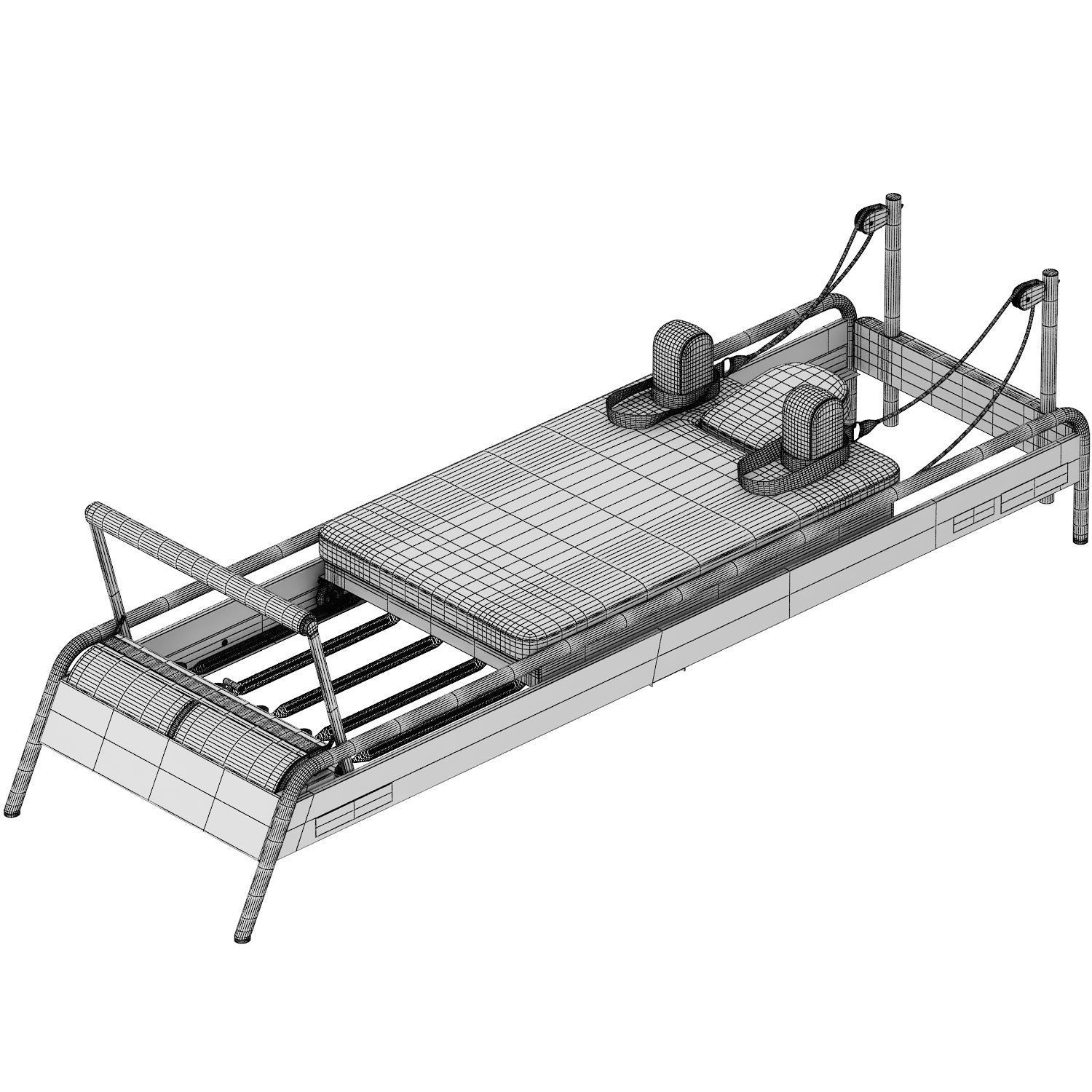 pilates exercise machine fonv reformer professional black 3D model_6