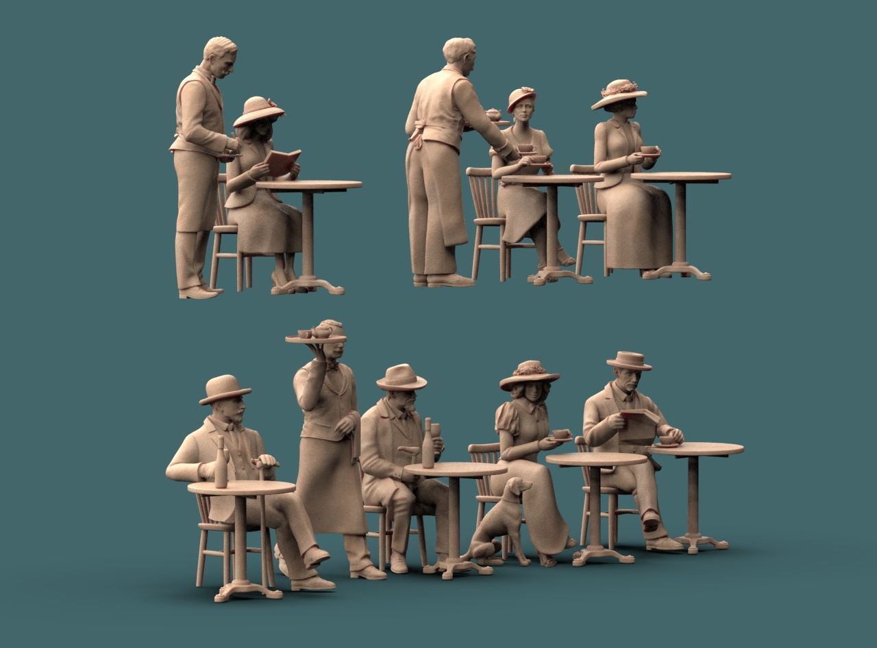 Waiters and Clients 3D print model_9