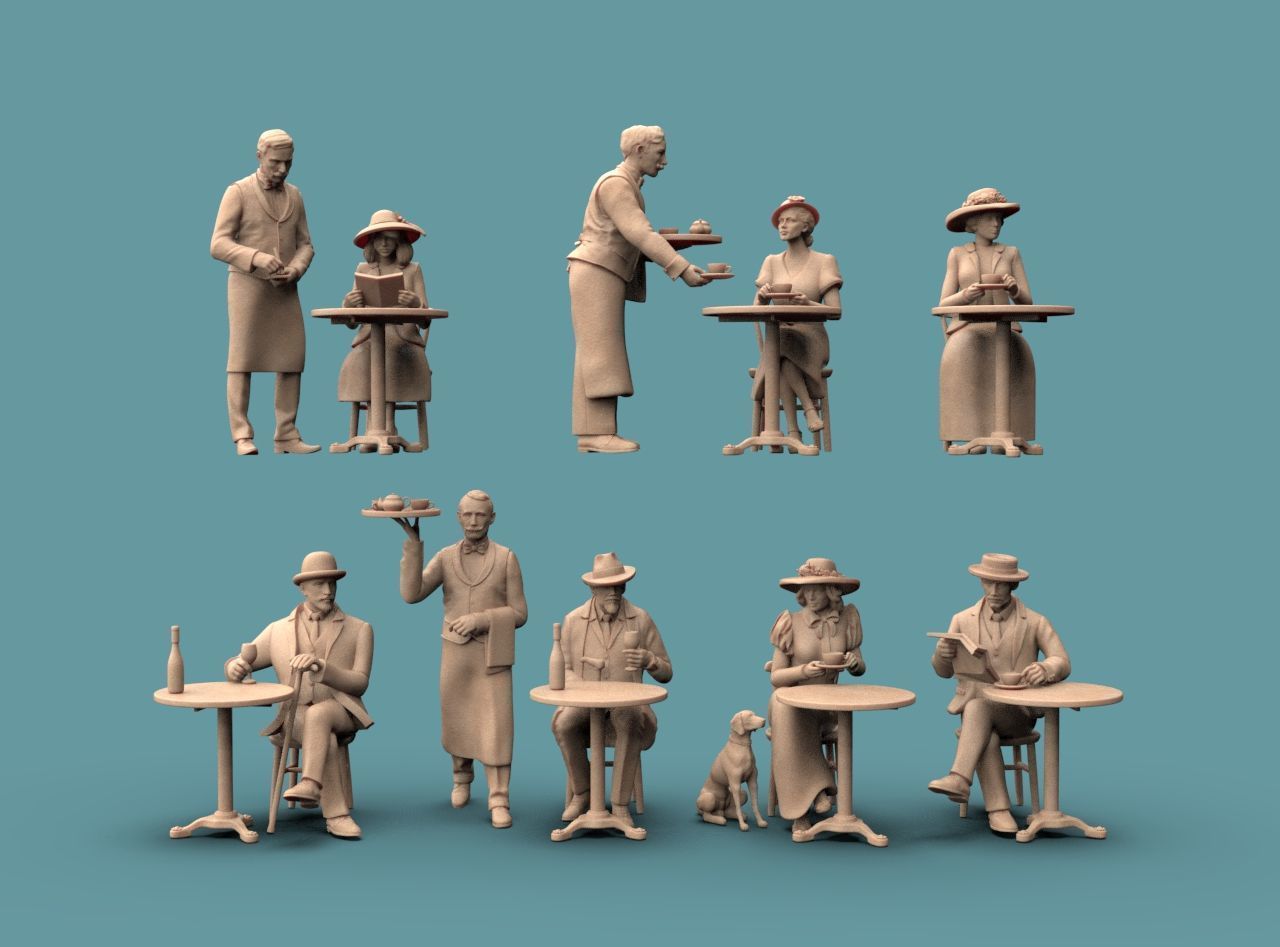 Waiters and Clients 3D print model_4