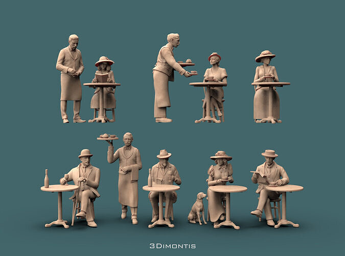 Waiters and Clients 3D print model