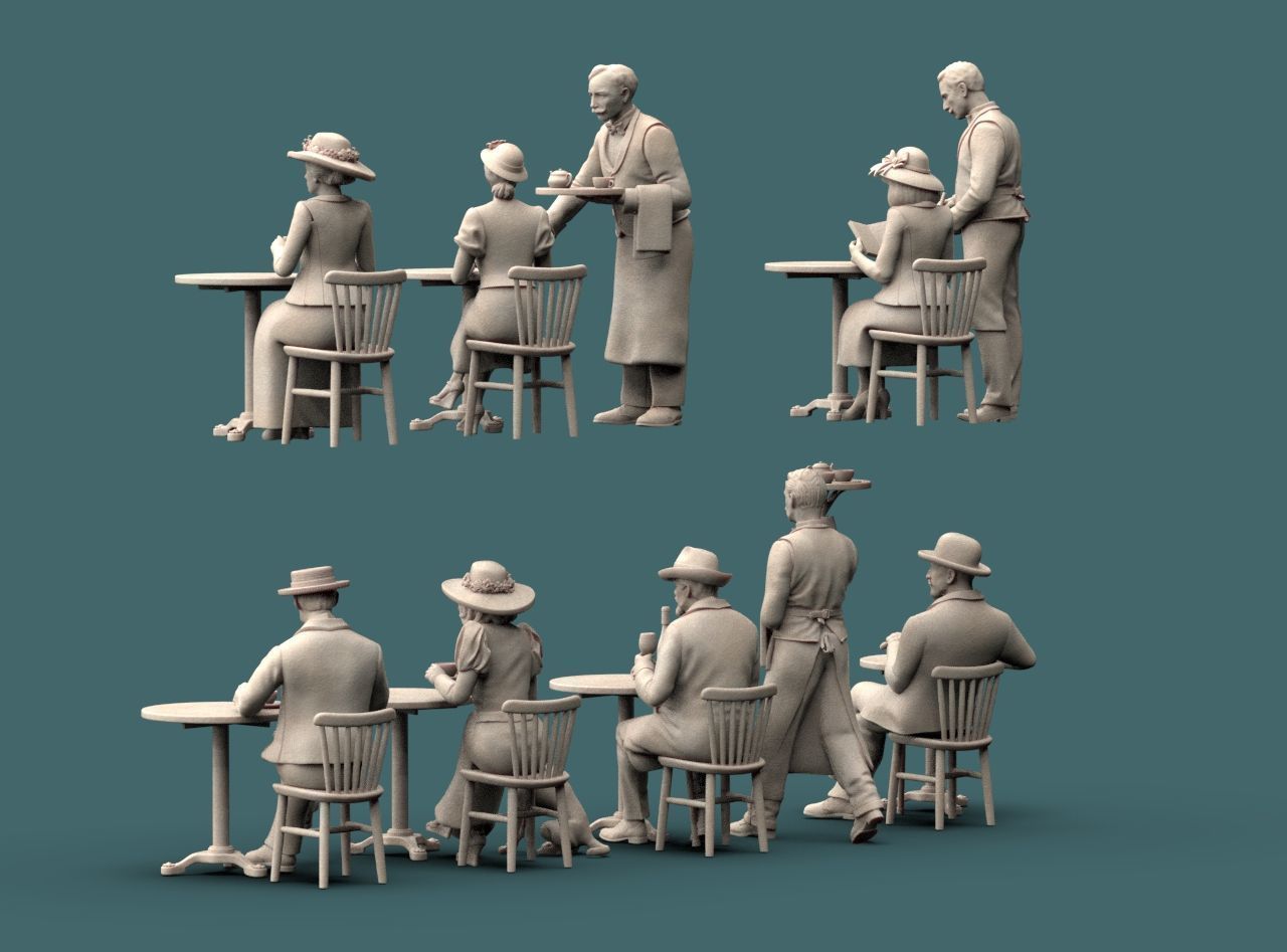 Waiters and Clients 3D print model_18