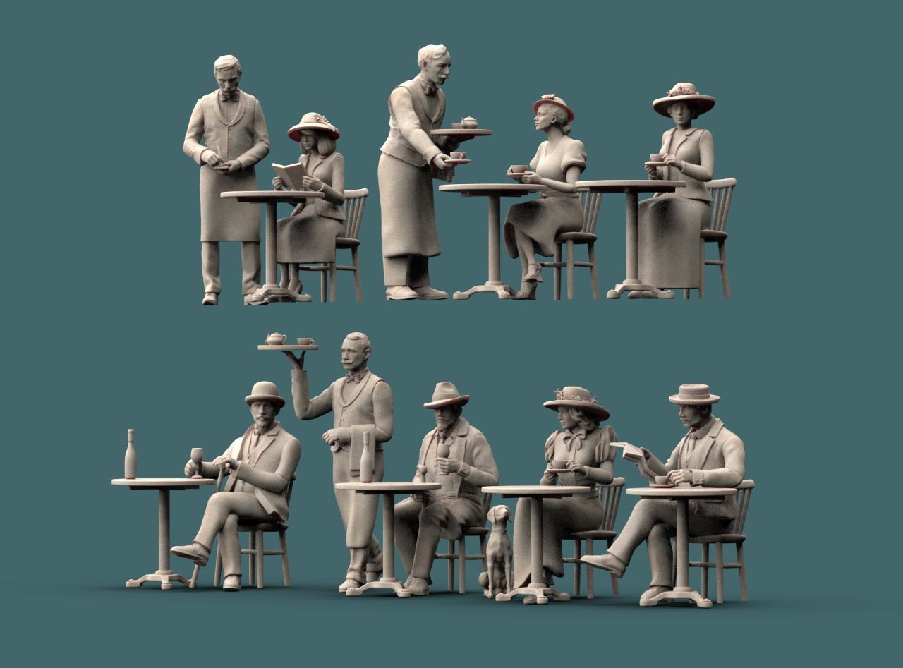 Waiters and Clients 3D print model_15