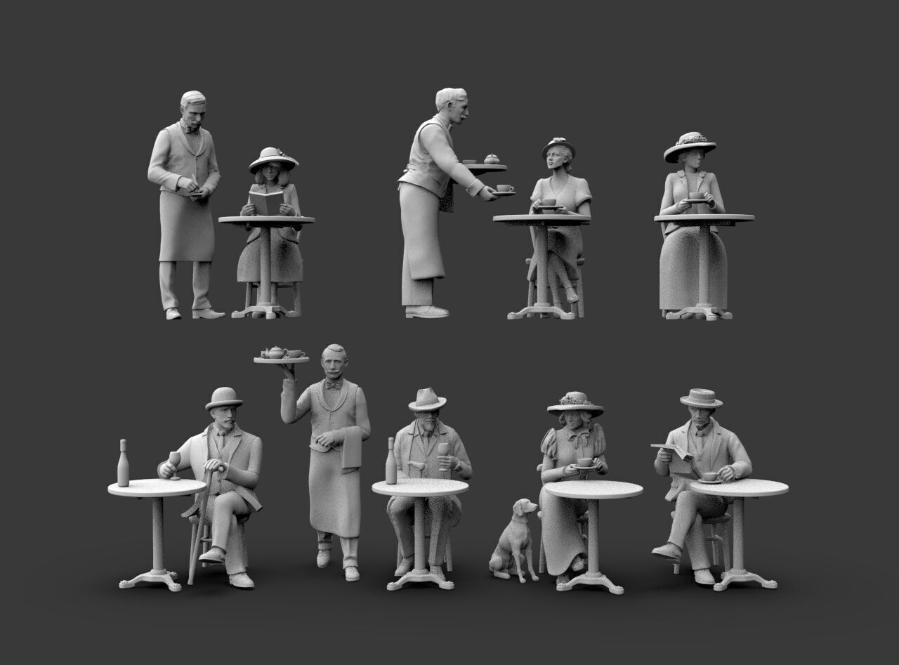 Waiters and Clients 3D print model_1