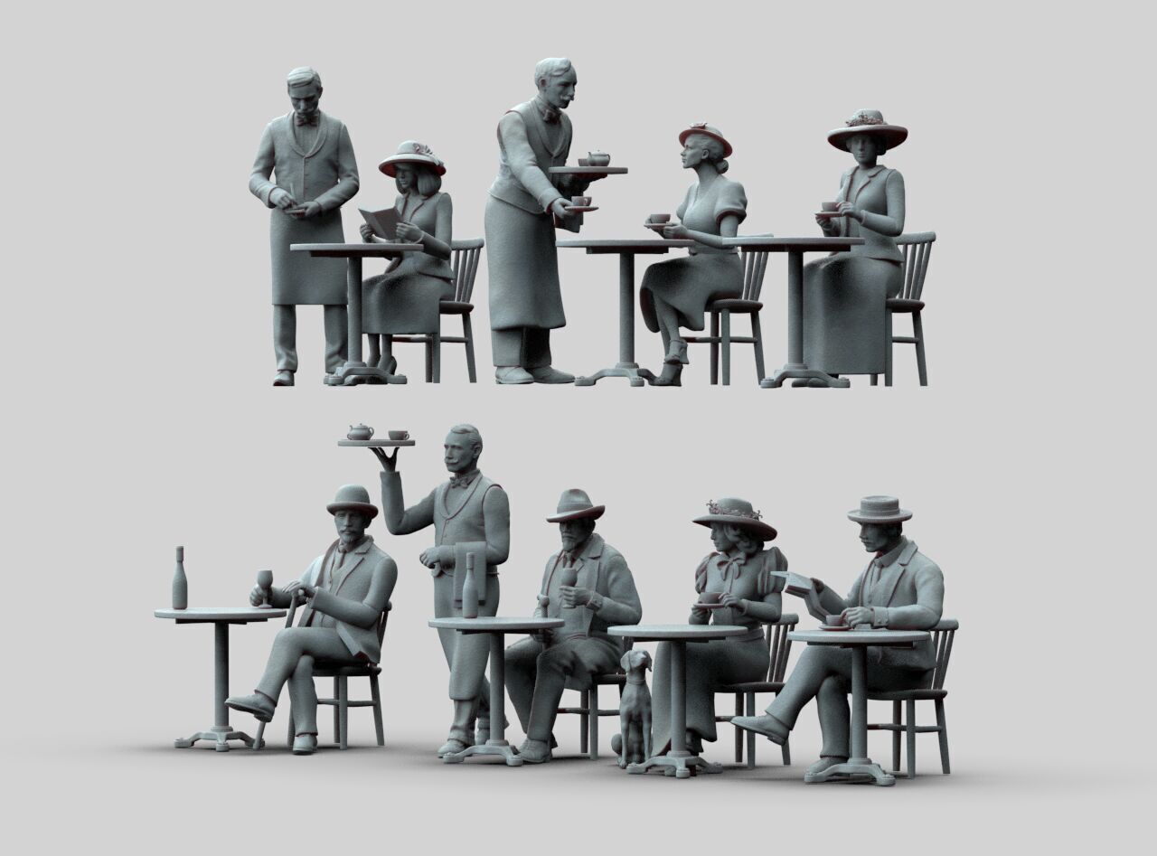 Waiters and Clients 3D print model_21