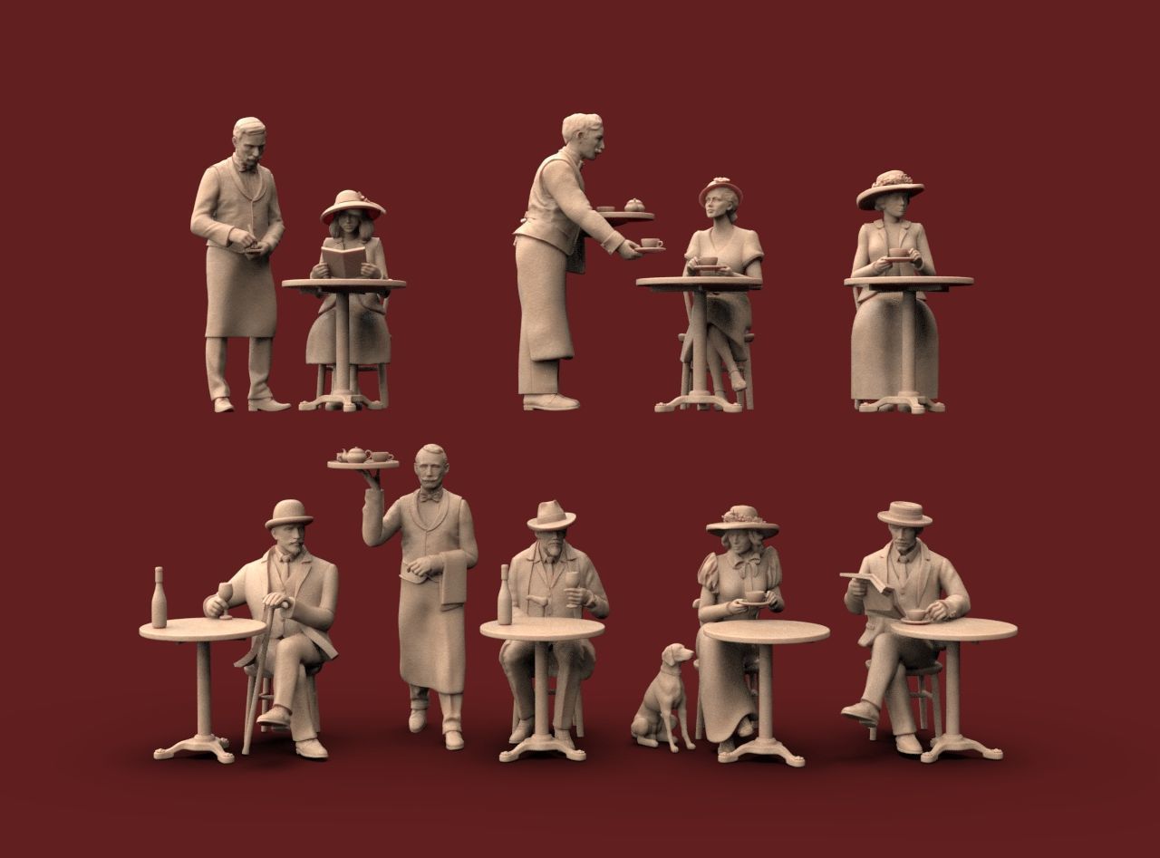 Waiters and Clients 3D print model_6