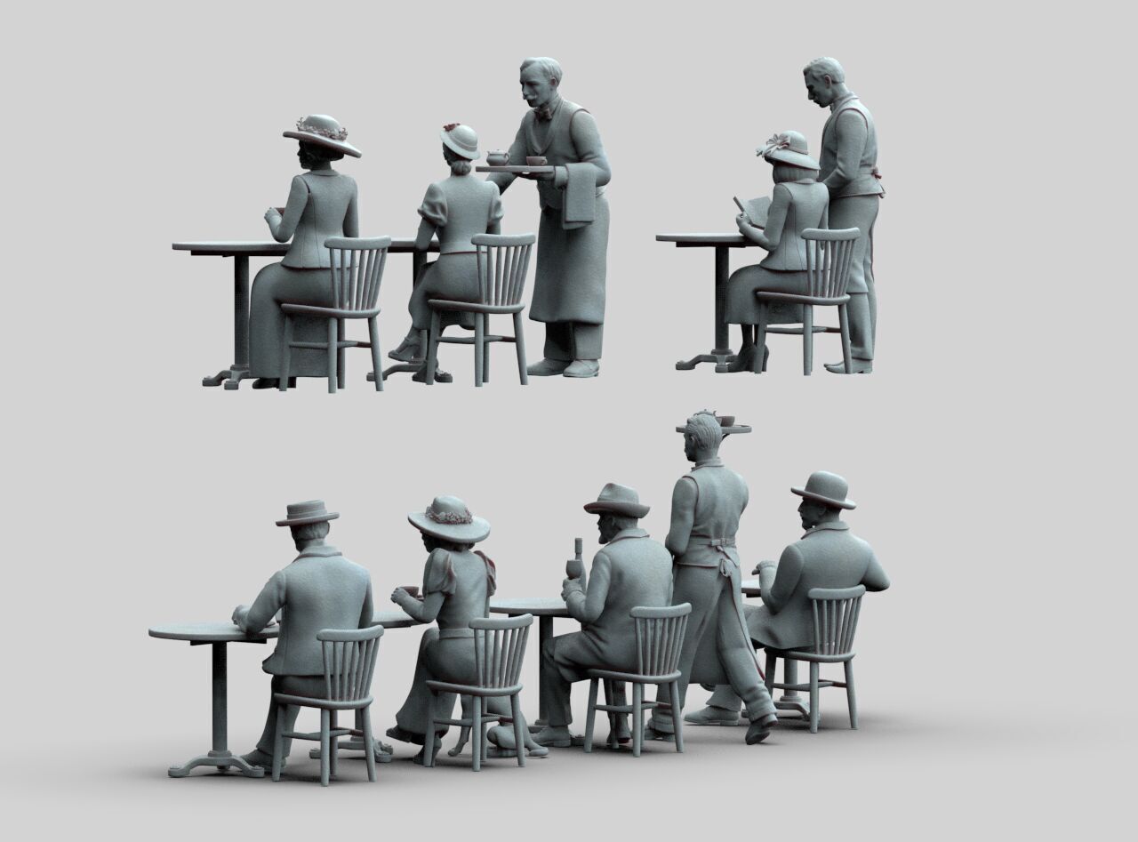 Waiters and Clients 3D print model_23
