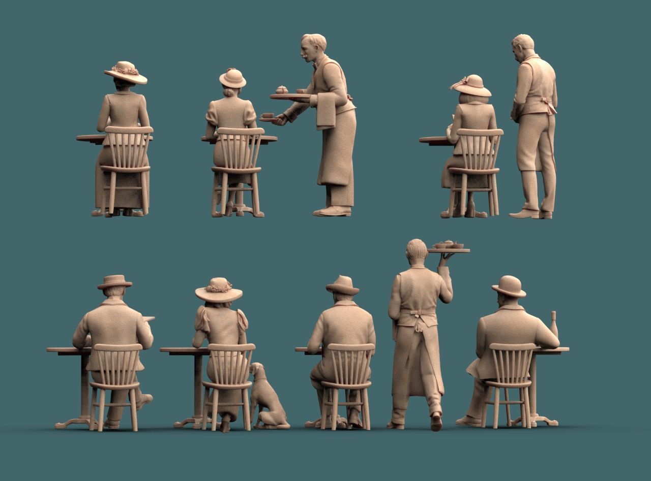 Waiters and Clients 3D print model_11