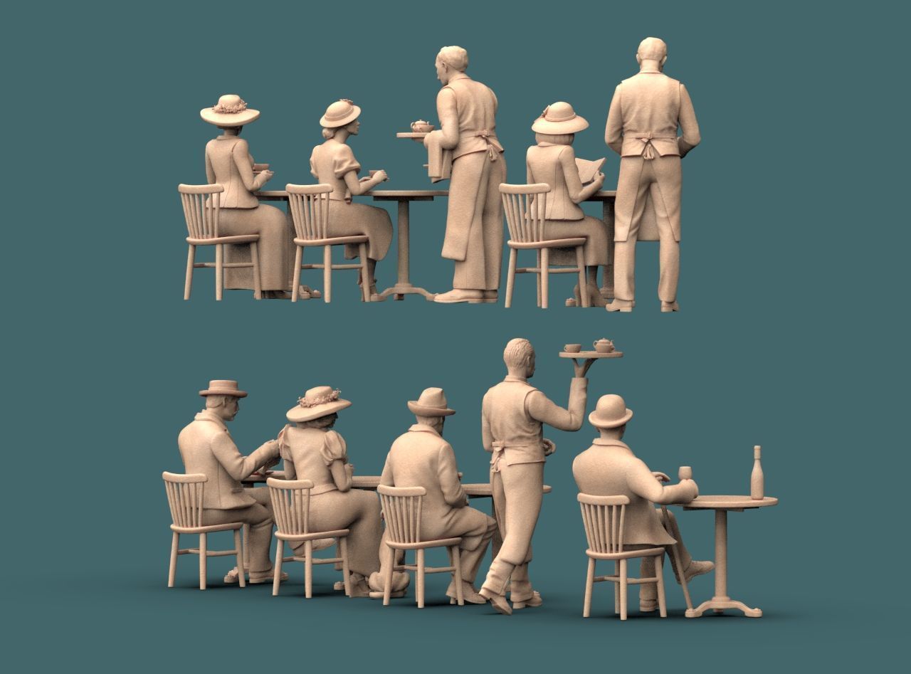 Waiters and Clients 3D print model_13